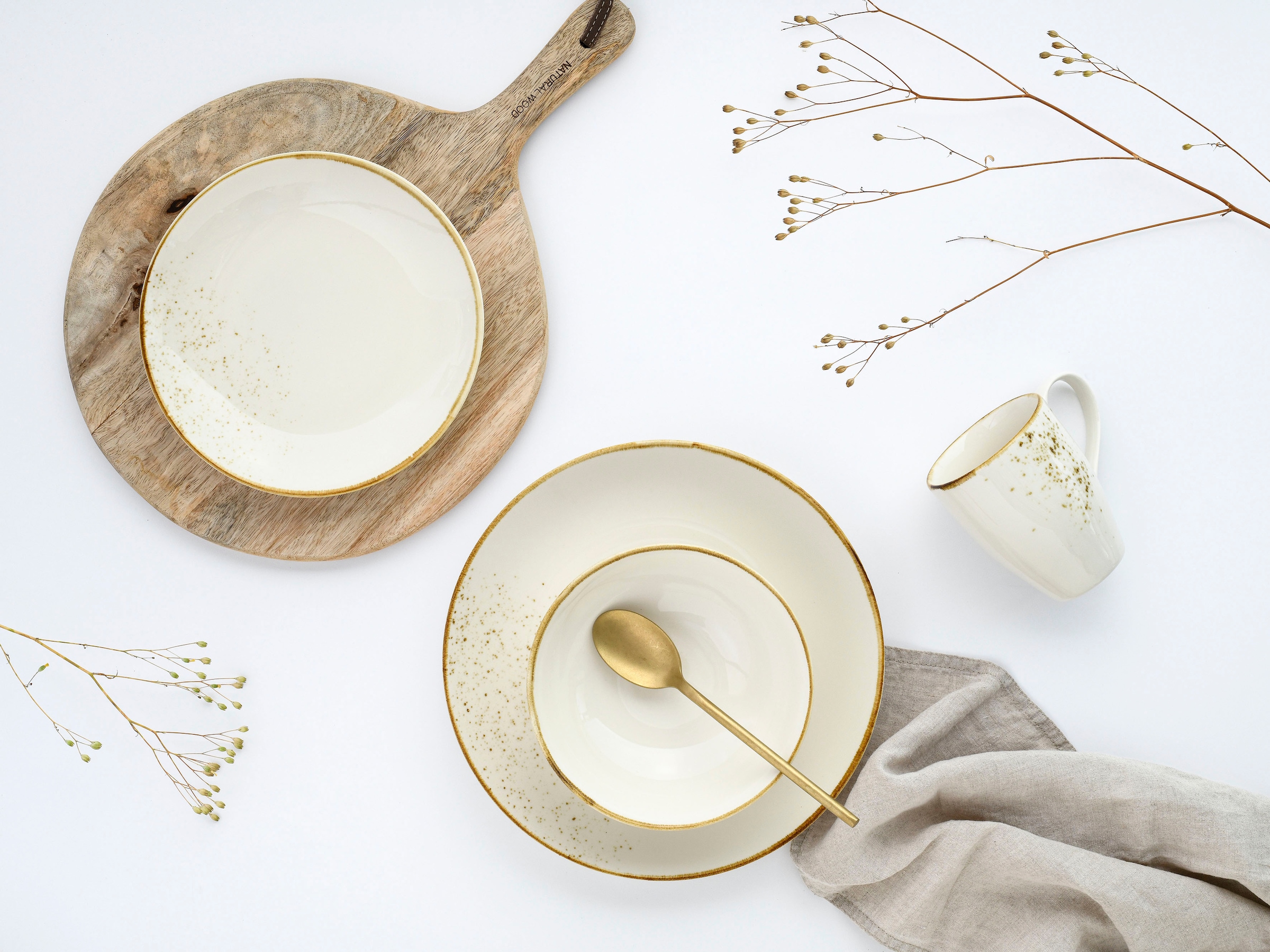 CreaTable Kombiservice »Nature Collection«, (Set, 16 tlg.), Reaktivglasur, jedes Stück ein Unikat
