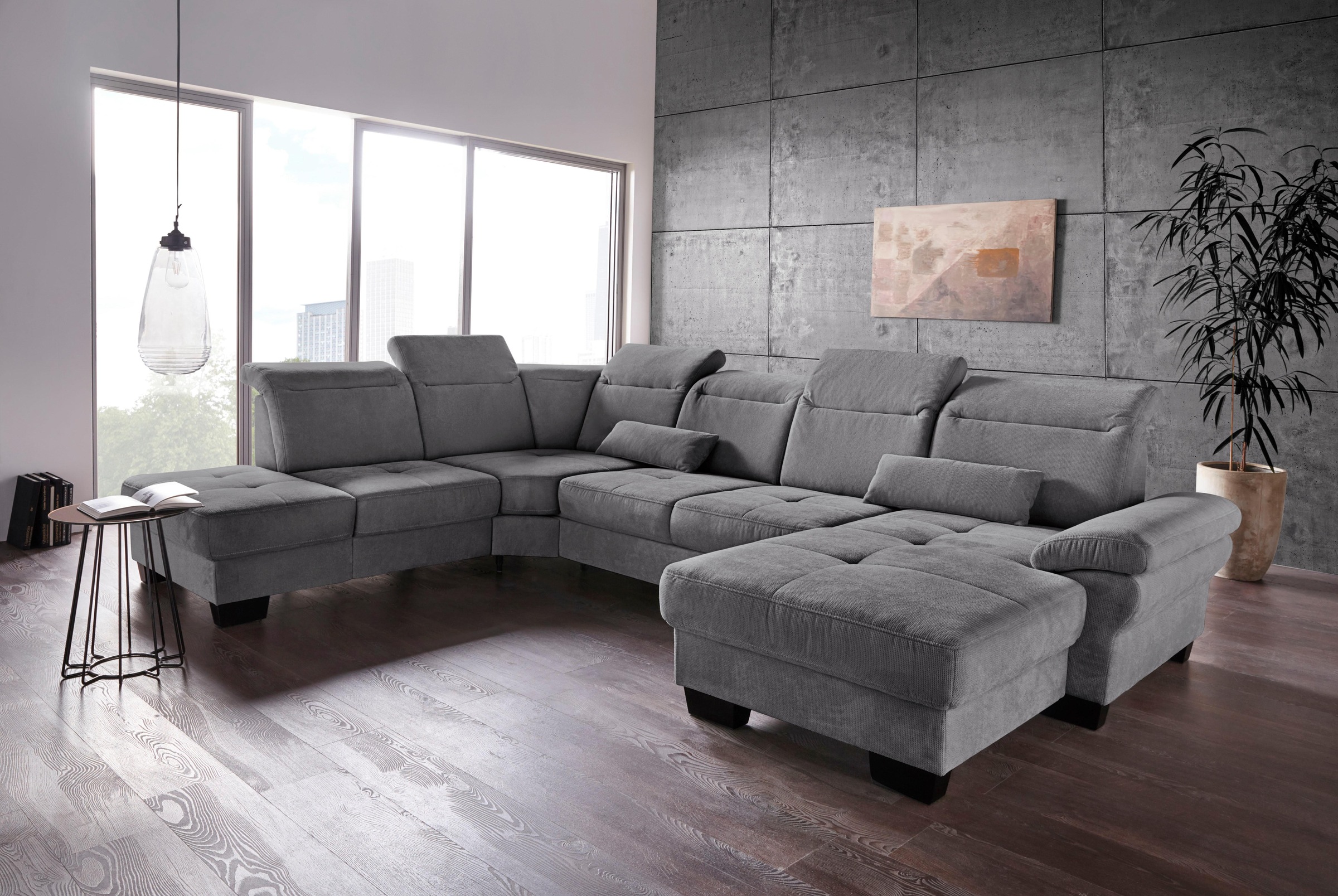 Home affaire Wohnlandschaft "Cornwall U-Form" inkl. Sitztiefenverstellung, günstig online kaufen