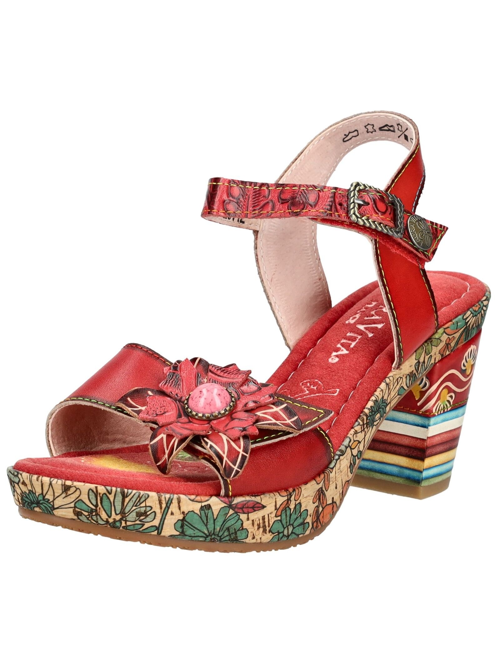 LAURA VITA Damen High-Heel-Sandalette "LAURA VITA Sandalen Leder", Gr. 38rot, Leder, Schuhe