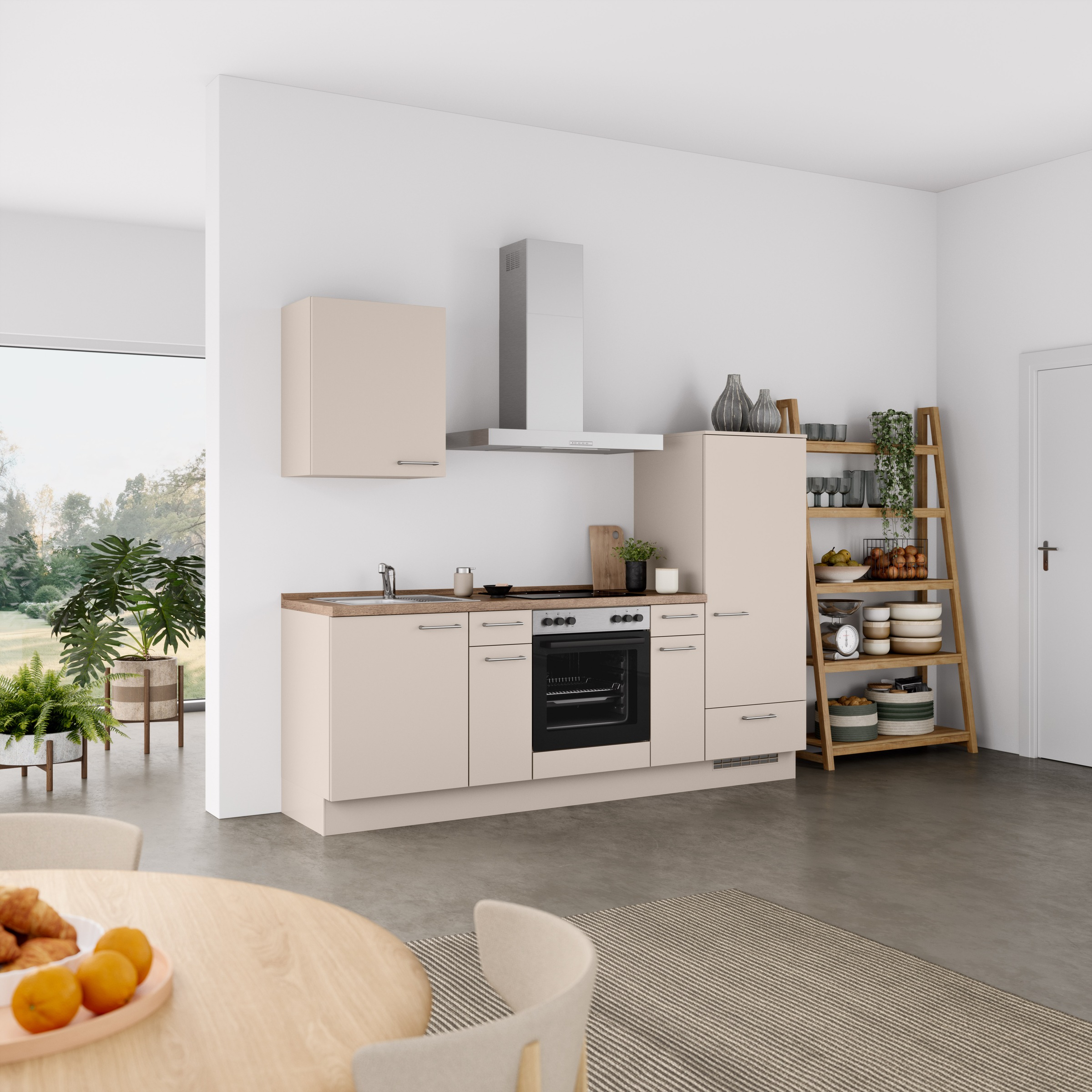 nobilia® Küchenzeile »"Laser I", Ausrichtung wählbar, Breite 240 cm«, vormontiert, wahlw. mit unterschiedlichen E-Geräten-Sets