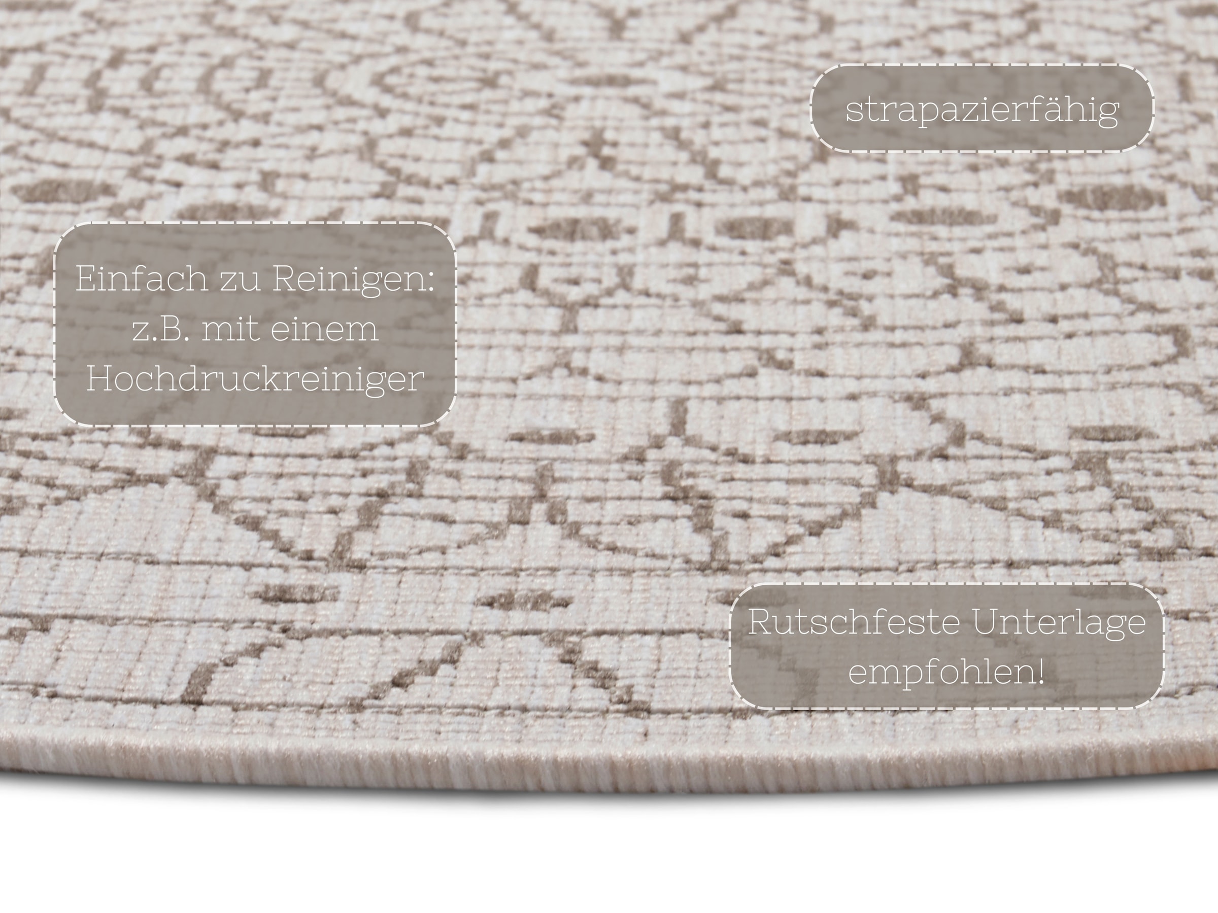 NORTHRUGS Teppich »Porto Wendeteppich«, rund, 5 mm Höhe, In-& Outdoor, Wetterfest, Balkon, Garten, Wohnzimmer, Wasserfest