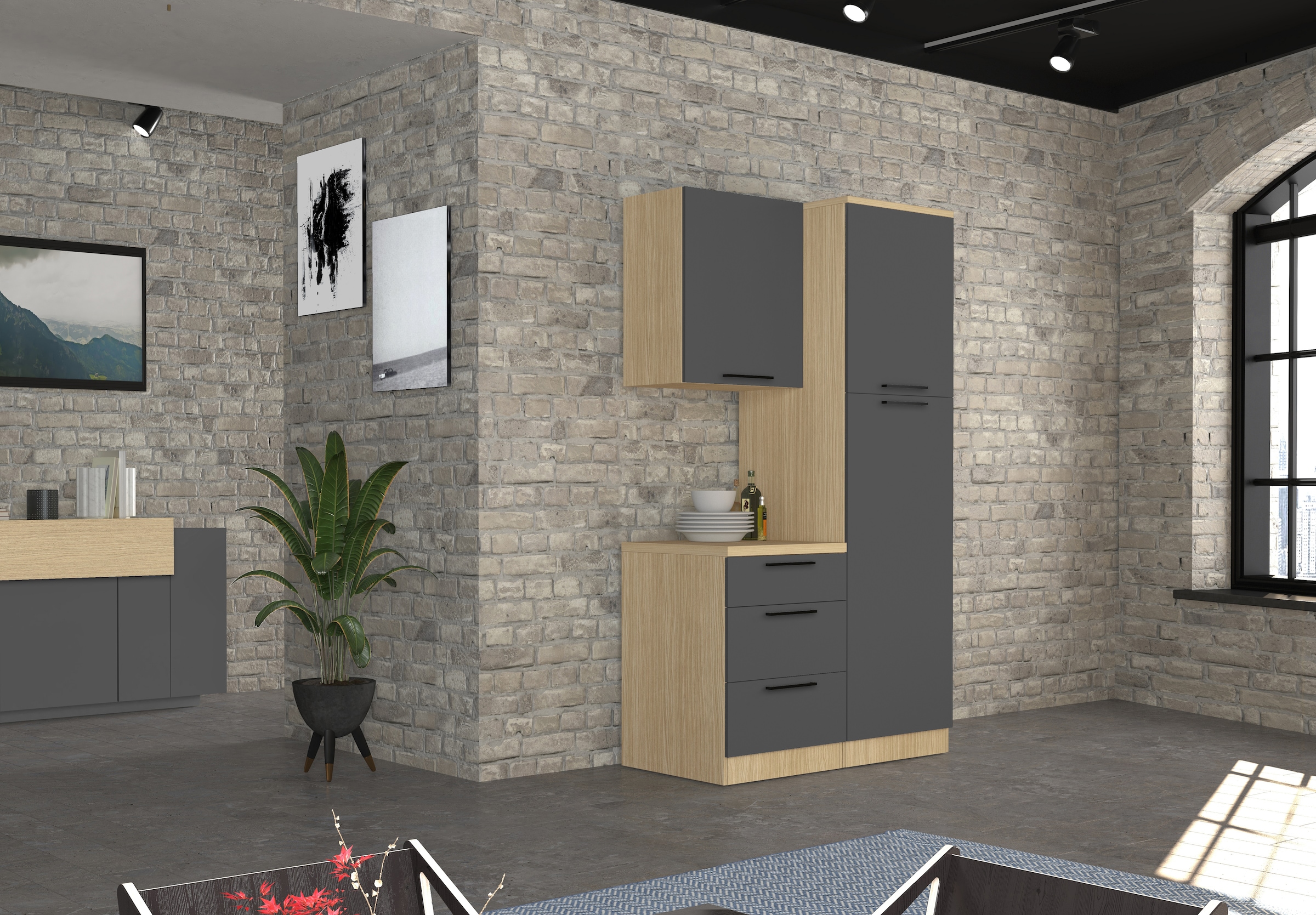 KOCHSTATION Vorratsschrank »Luna, Hochschrank, Küchenvorratsschrank, Speiseschrank, Made in Italy« B/T/H: 60×60×214,5 cm, mit 6 großzügigen Fächern