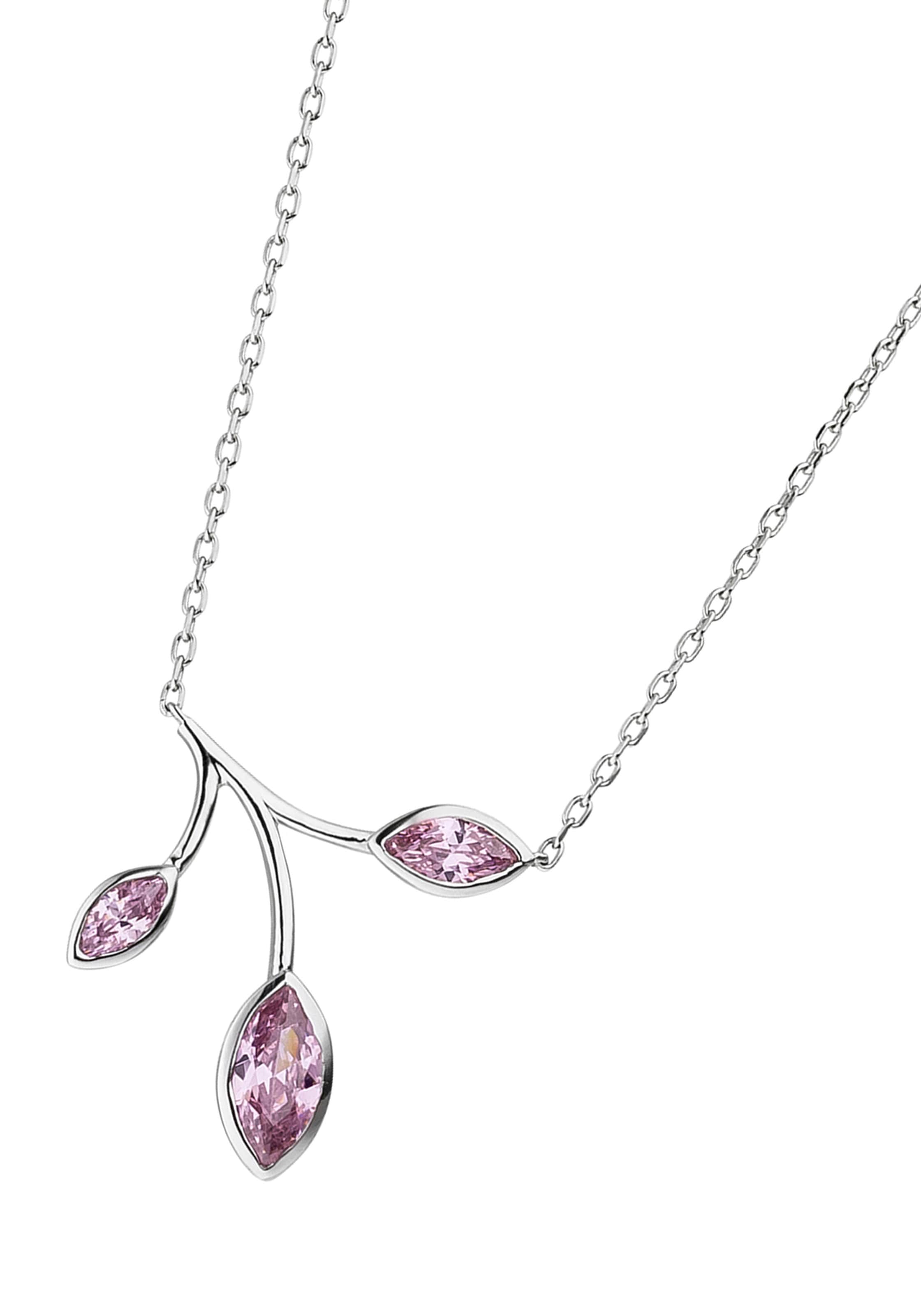 Zirkonia«, mit 925 rhodiniert Anhänger online 45 Kette mit bestellen BAUR rosa cm JOBO »Halskette Silber |