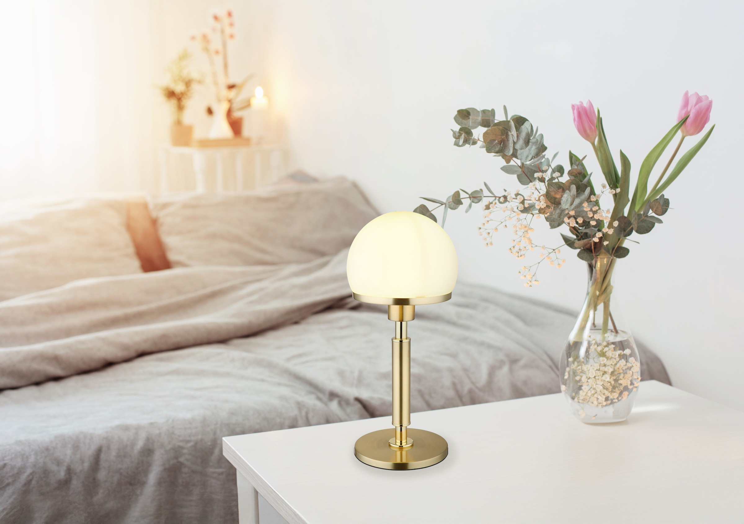 GLOBO LIGHTING Tischleuchte »HAKU«, Leuchtmittel E27 | ohne Leuchtmittel, Tischlampe/Schlafzimmer/Wohnzimmer/Glas opal