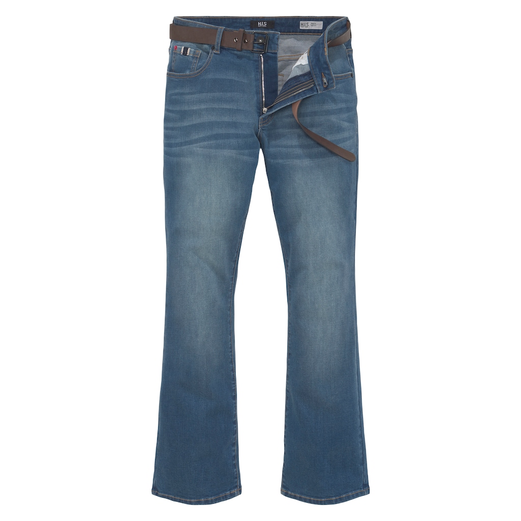 Marken H.I.S H.I.S Bootcut-Jeans »BOOTH«, (Set, mit abnehmbarem Gürtel), Ökologische, wassersparende Produktion durch Ozon Wash 