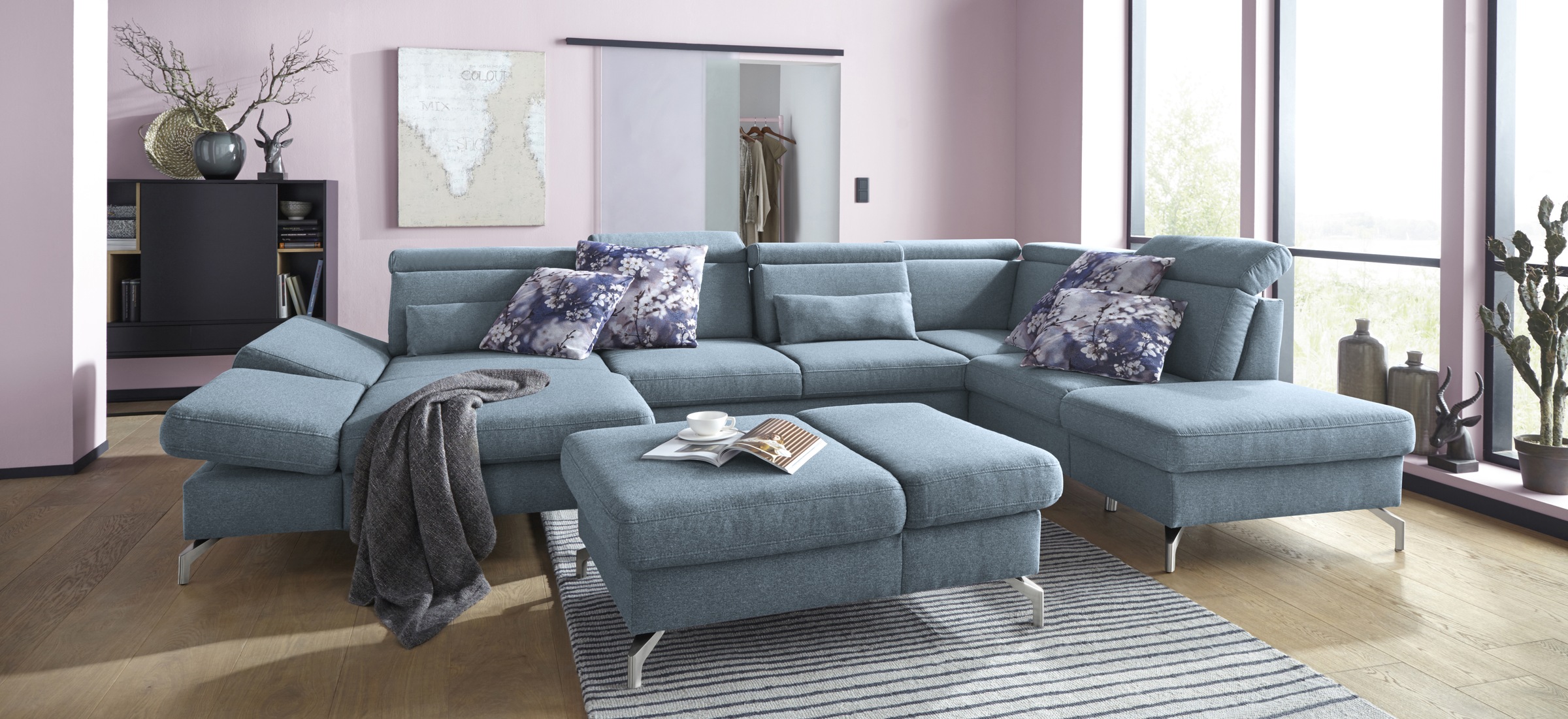 sit&more Hocker »Brisbane«, Fußhöhe 12 cm, mit Federkern und Klappfunktion