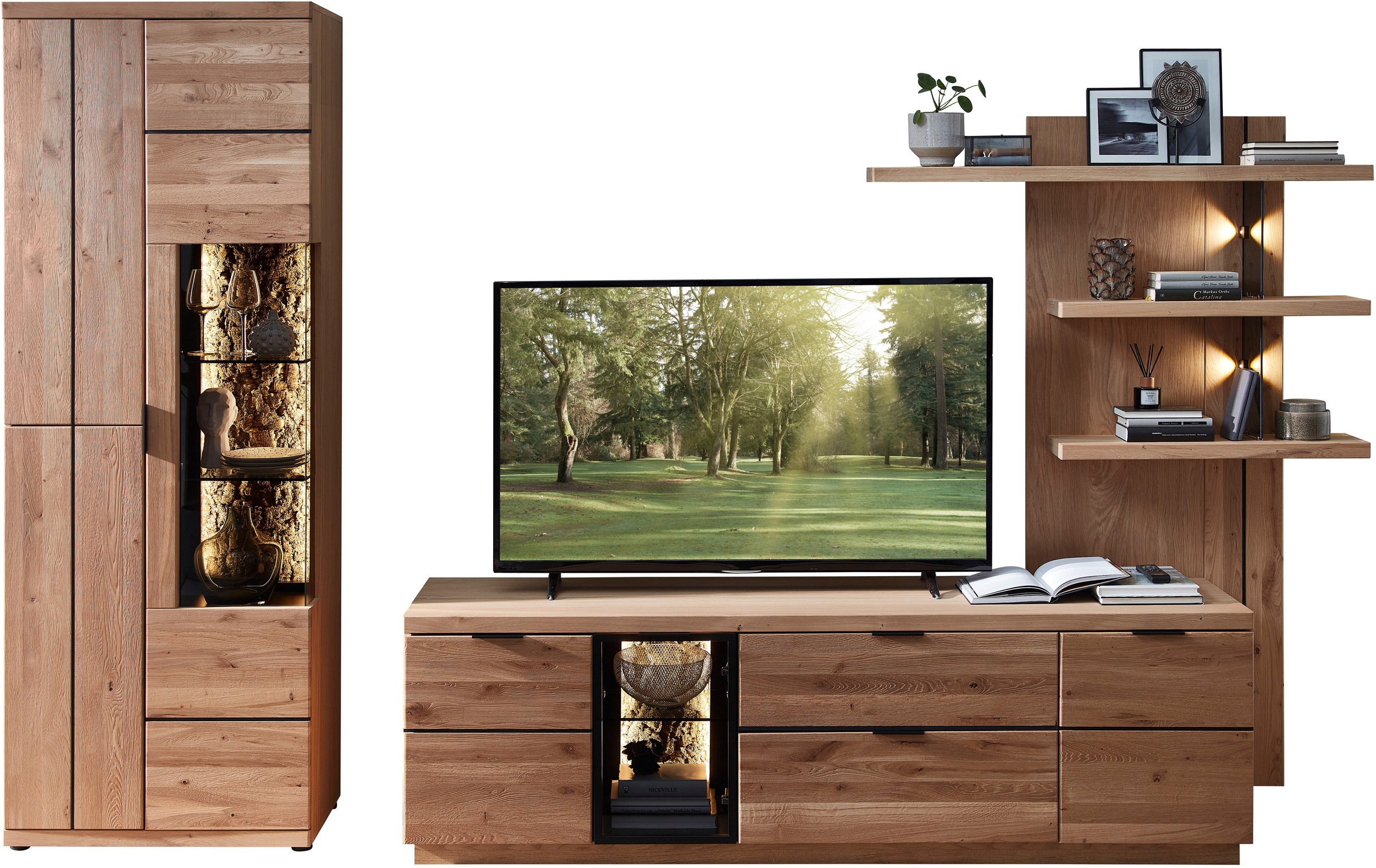 Innostyle Wohnwand »Donna Wohnwand, 310x207x50 (BxHxT) Echtkork Absetzung« 3 Stk. tlg.