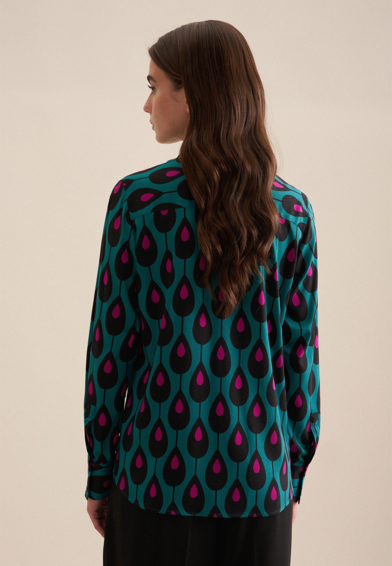 seidensticker Hemdbluse "Schwarze Rose", Langarm Kragen Druck günstig online kaufen