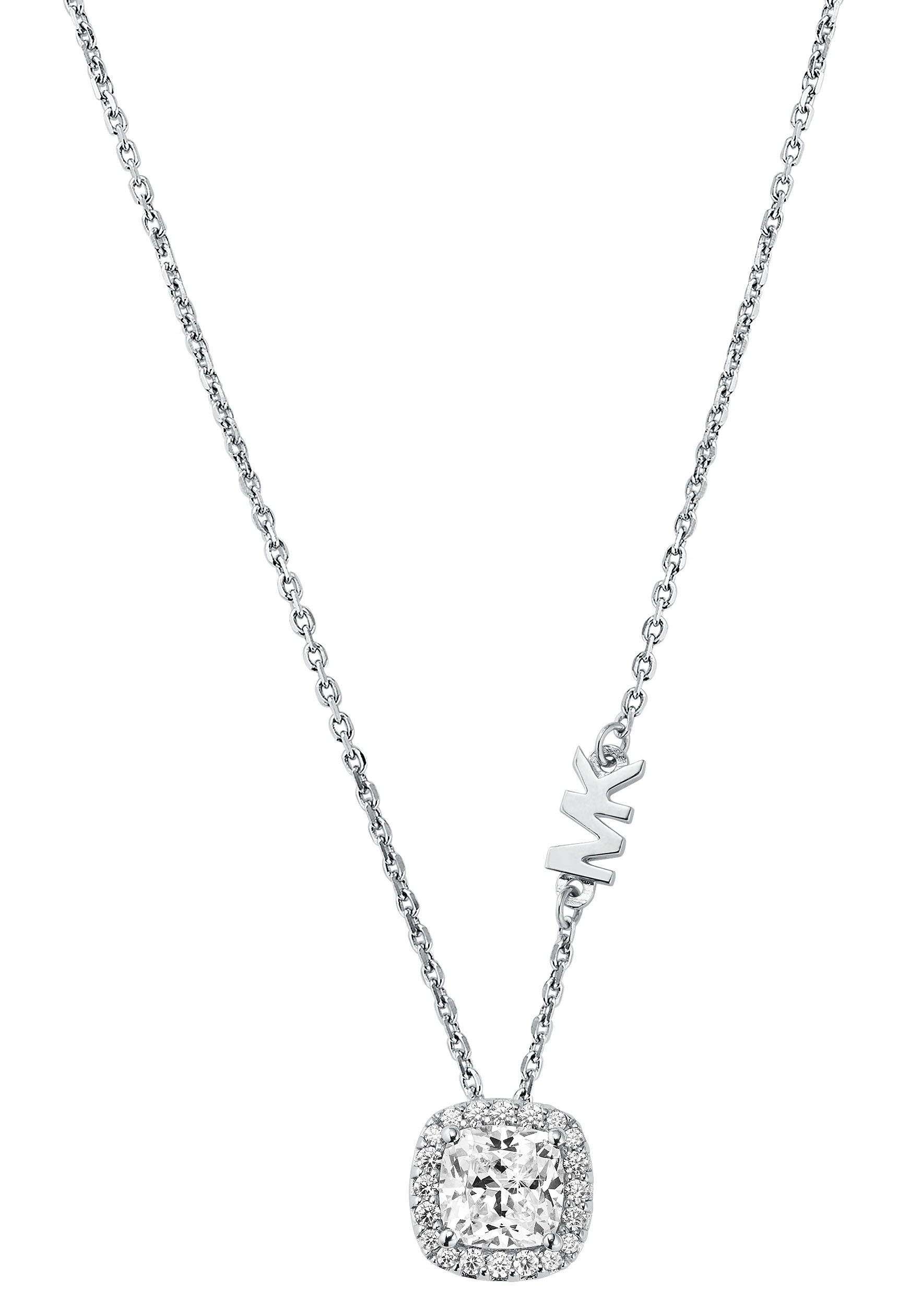 Kette mit Anhänger MICHAEL KORS "Schmuck Geschenk Silber 925 Halsschmuck", silber (silberfarben, kristallweiß), Halsketten, Damen, Silber 925 (Sterlingsilber), L: 45,5, mit Zirkonia (synth.) 2