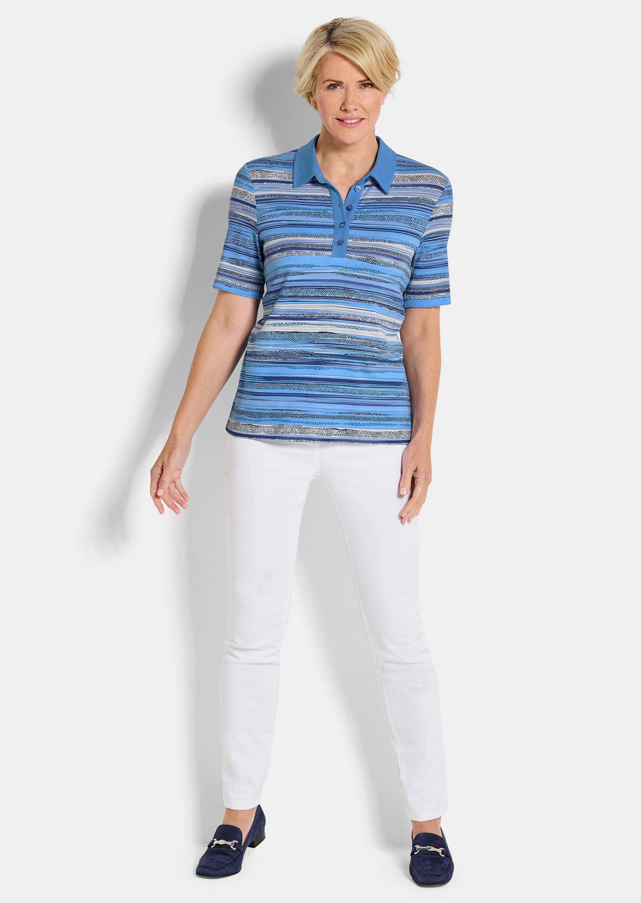 GOLDNER Print-Shirt »Kurzgröße Jerseyshirt mit Ethno-Design« stretchbequemer Viskosejersey