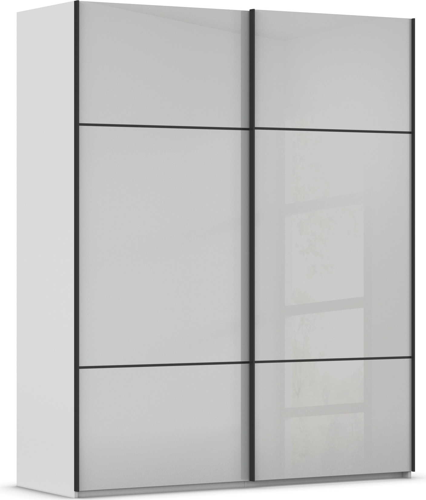rauch "Kleiderschrank Schrank Garderobe Schlafzimmerschrank SCALE-TRIO" edle dreigeteilte Front mit 2 Zierleisten Glasfront MADE IN GERMANY