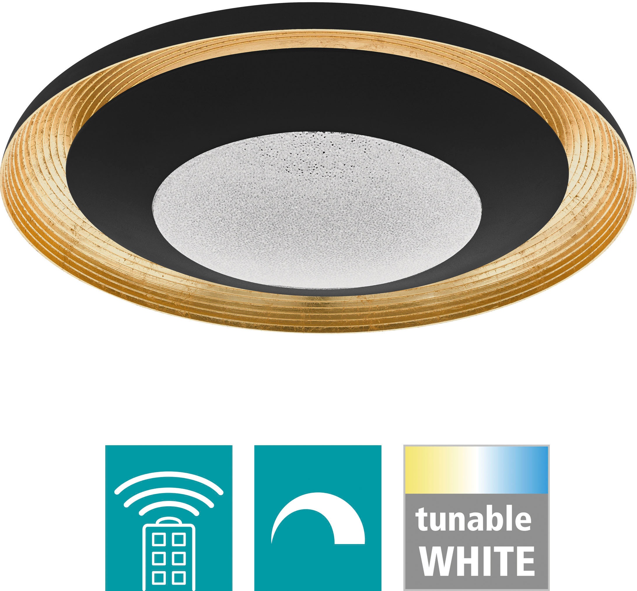 EGLO Deckenleuchte CANICOSA 2, LED-Board, Extra-Warmweiß-Kaltweiß-Neutralweiß-Tageslichtweiß-Warmweiß, Steuerung über Fernbedienung, CCT