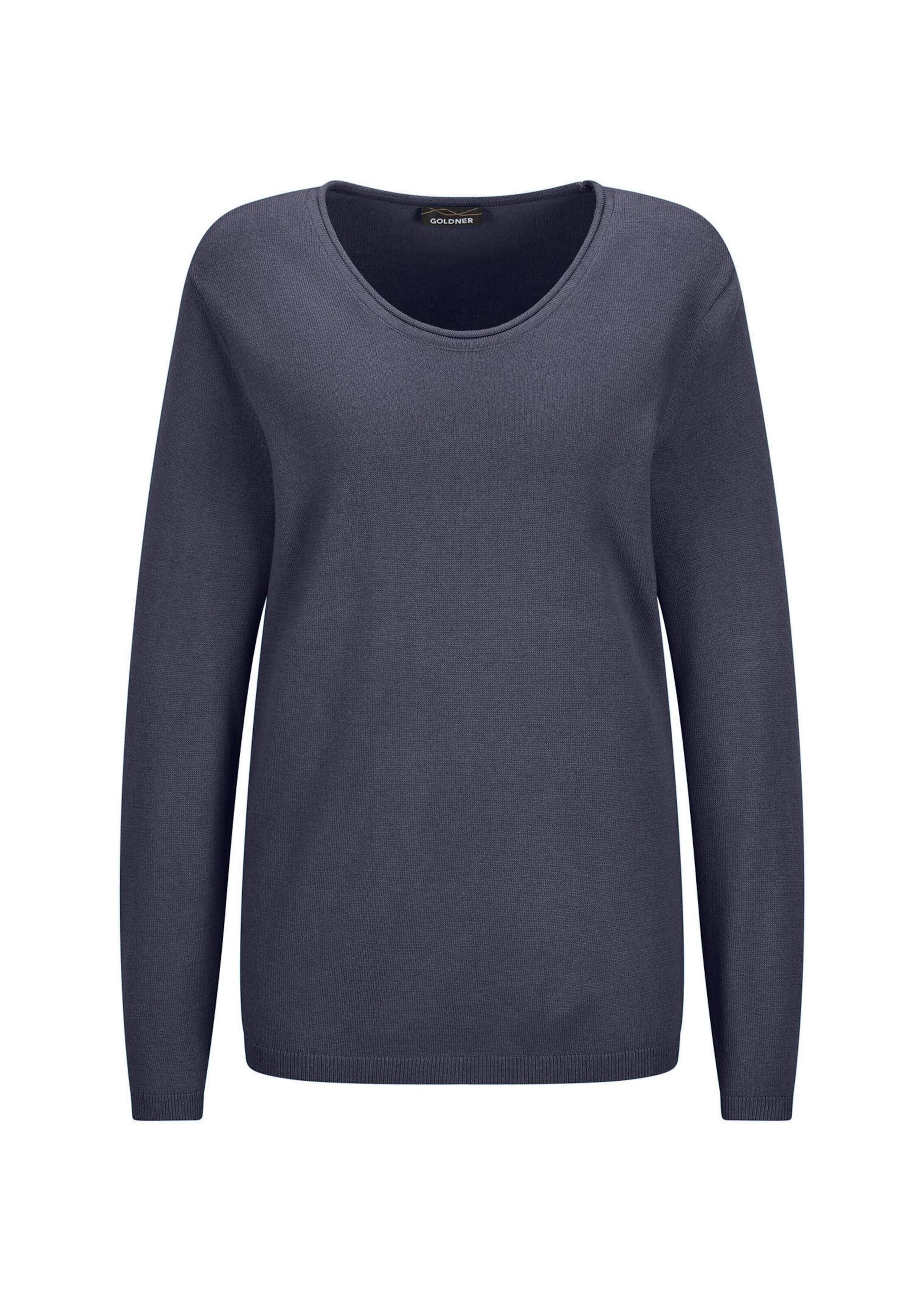 Rundhalspullover GOLDNER "Edler Feinstrickpullover, V-Ausschnitt", Damen, Gr. 54, blau (marine), Obermaterial: 60% Viskose CV. 40% Baumwolle CO., Pullover Rundhalspullover, Rund-V-Ausschnitt