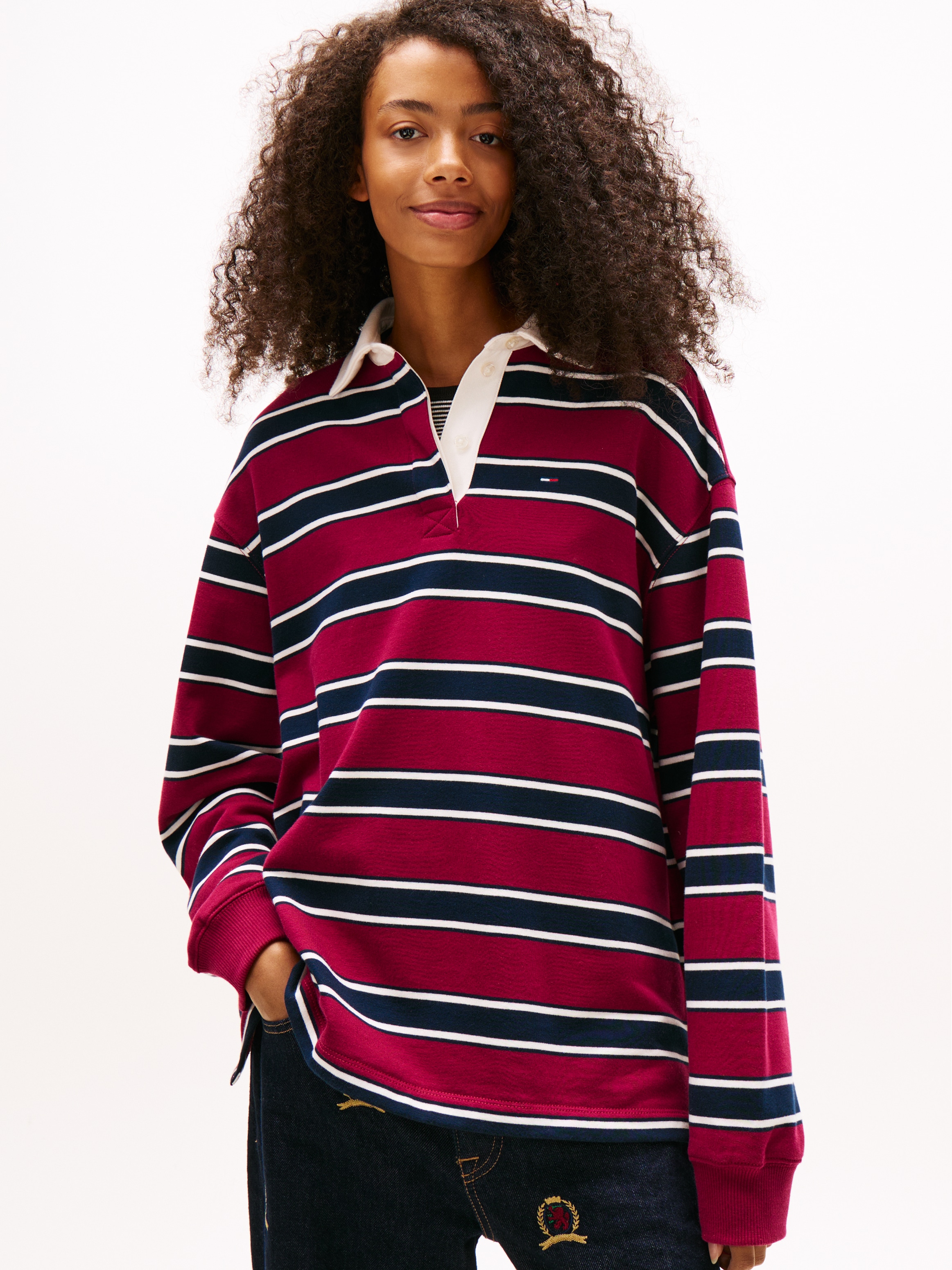 Tommy Jeans Sweatshirt "TJW RLX S-FLAG STRIPE RUGBY EXT" günstig online kaufen