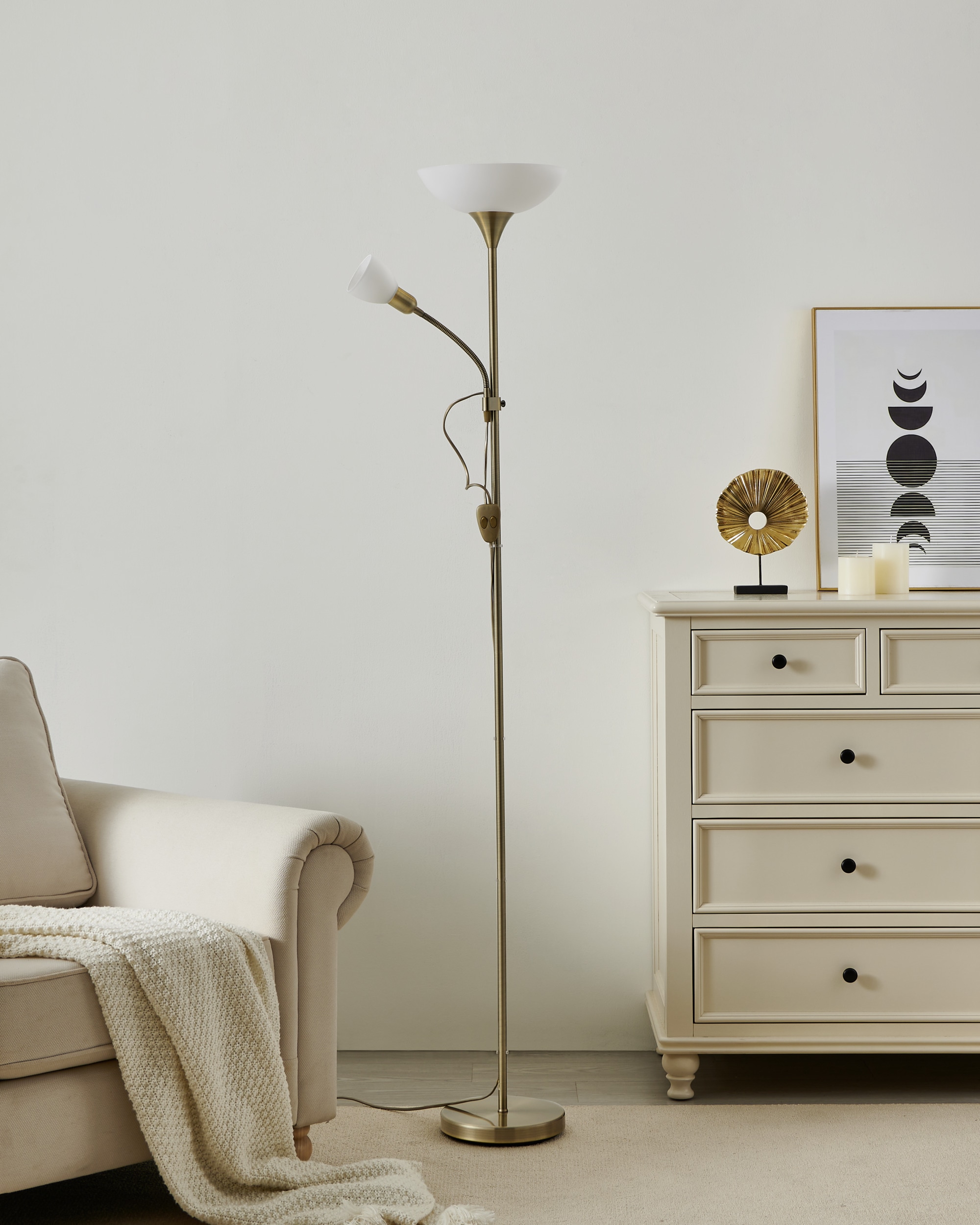 EGLO Stehlampe »UP 2 Stehlampe - Stahl - E27;E14 - 1X60W;1X18W - IP20« LED-Modul 1 Stk. Standleuchte, Leselampe, Wohzimmer, Schlafzimmer, H176,5 x Ø27,5 cm