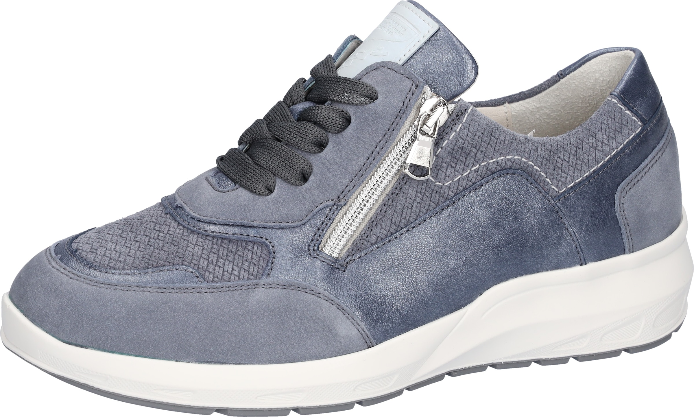 Schnürschuh WALDLÄUFER "M-TONIA", Herren, Gr. 7 (40,5), jeansblau, Nappaleder, Nubukleder, Veloursleder, Schuhe Schnürschuh, Schnürschuh, Halbschuh, Komfortschuh mit Reißverschluss, M-Weite