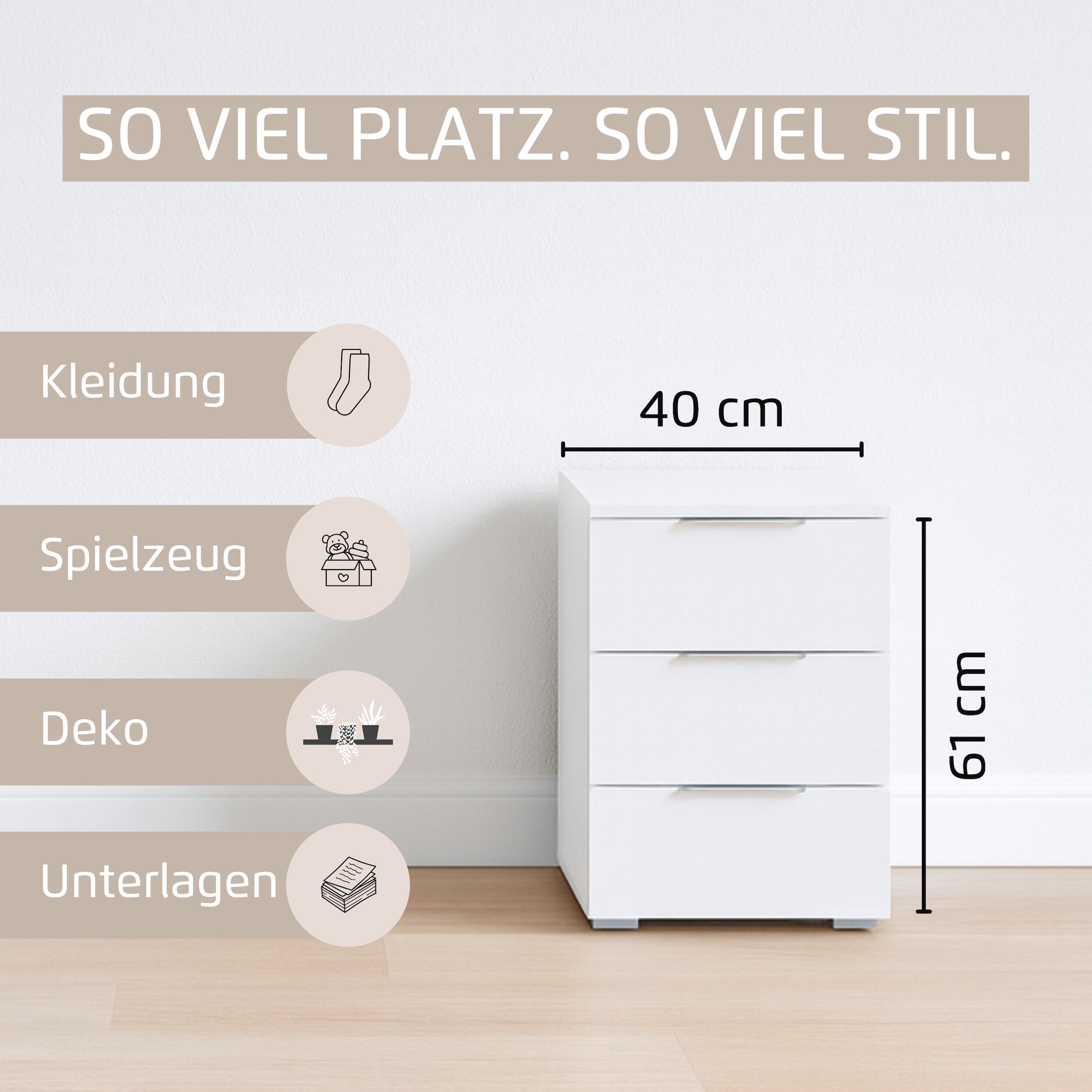 rauch Nachtkommode »Nachttisch Nachtkonsole Nachtschrank ASTANA« Breite 40 cm / Höhe 61 cm, 