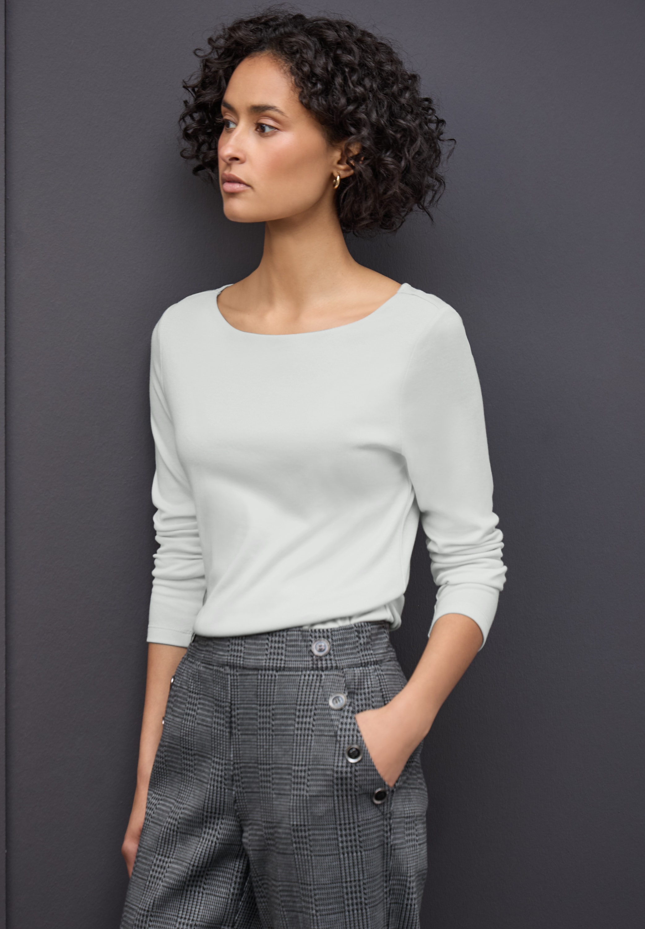 STREET ONE Langarmshirt "Style Lanea" mit U-Boot Ausschnitt günstig online kaufen