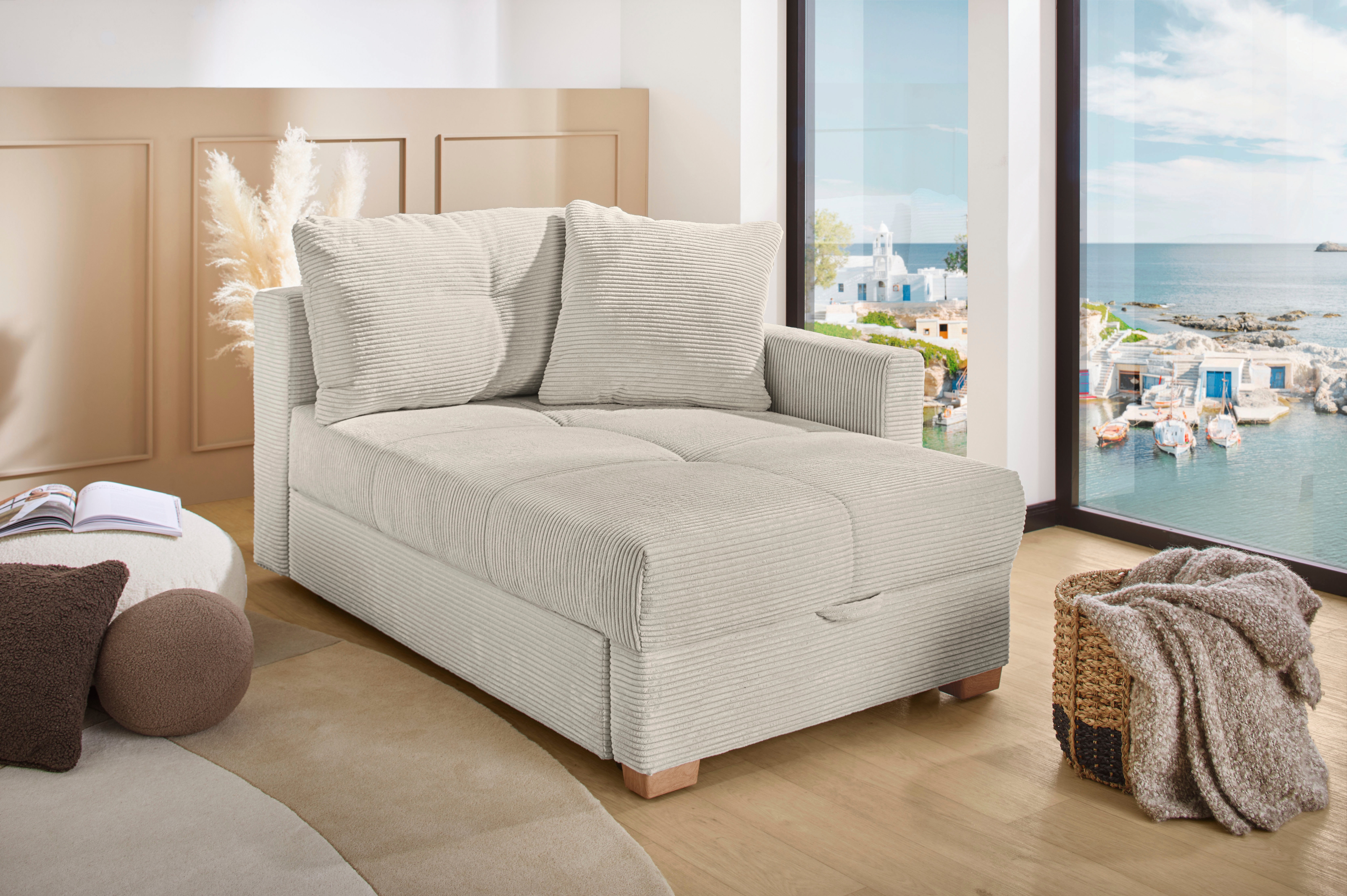 Jockenhöfer Gruppe Recamiere "Romeo, B: 164 cm, Liegefl: 90x210 cm, Schlaffunktion" Schlafsofa mit Bettfunktion, Bettkasten & Kissen, Federkern