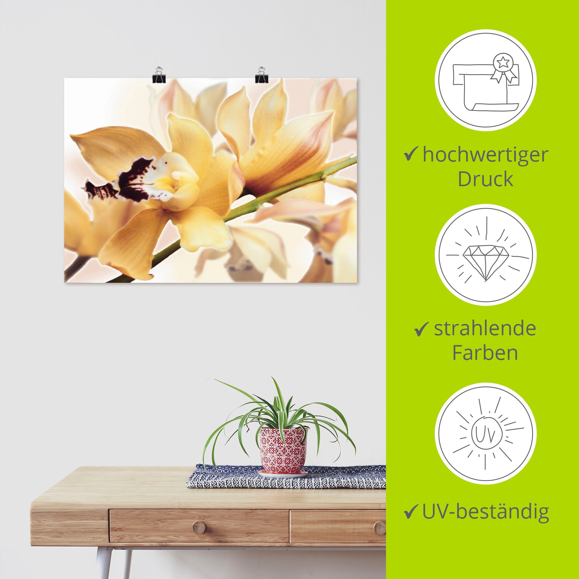 Artland Wandbild »Gelbe Orchidee«, Blumenbilder, (1 St.), als Alubild, Outdoorbild, Leinwandbild, Poster in verschied. Größen