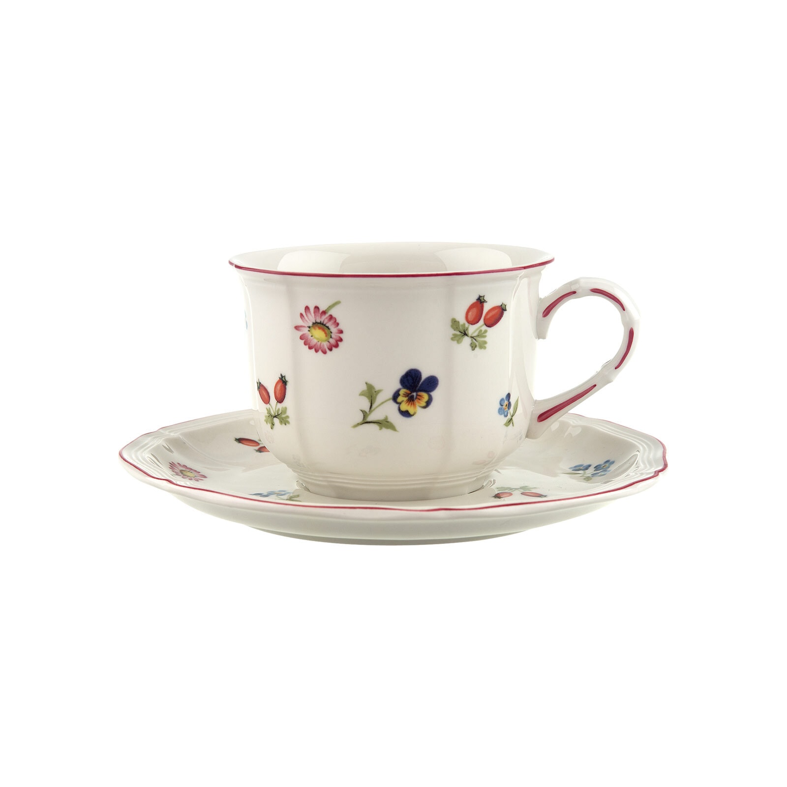 Villeroy & Boch Tasse "Frühstückstasse mit Untertasse Petite Fleur 260 ml bunt" Spülmaschinenfest, Mikrowellensicher