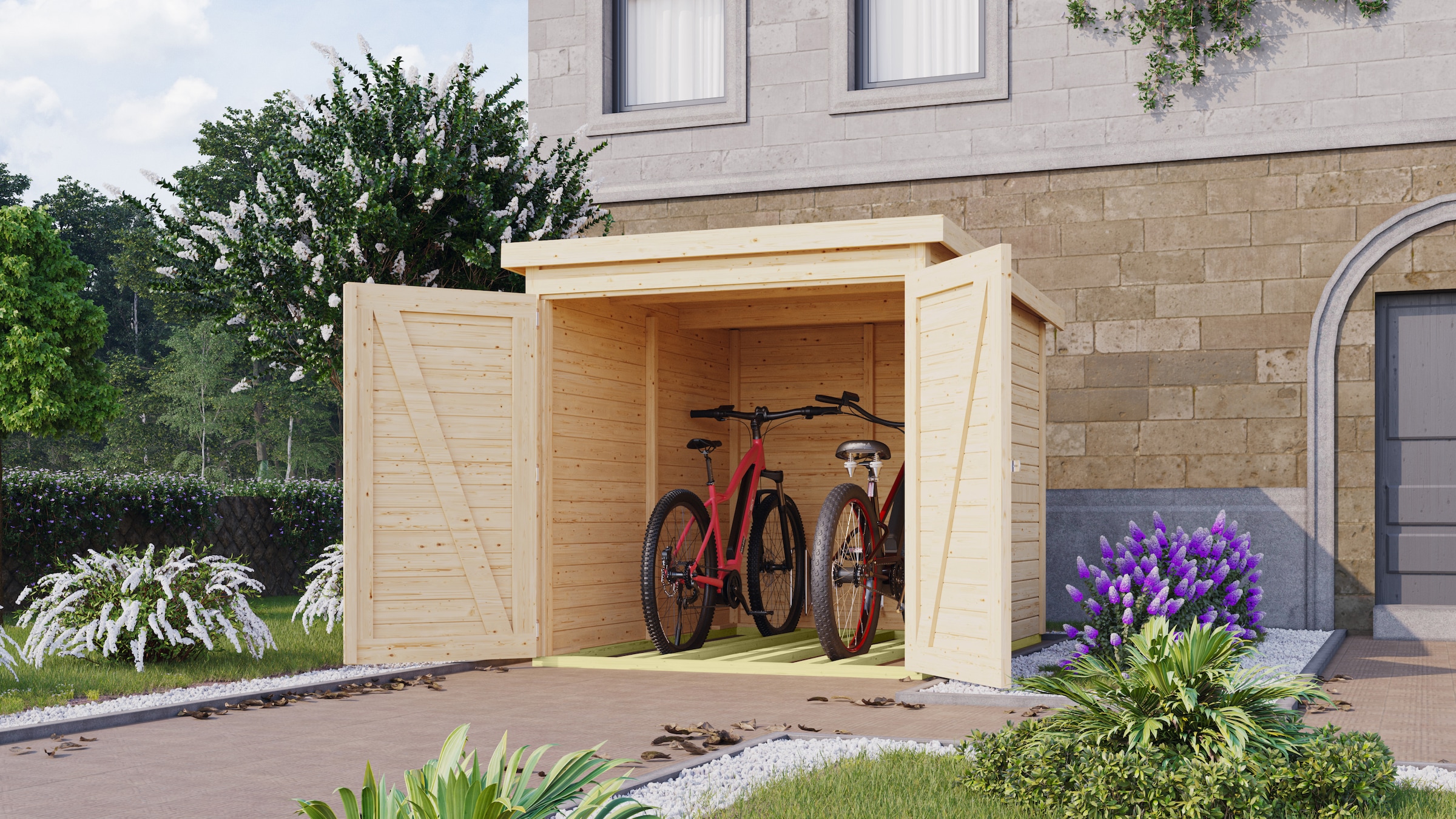 Karibu Fahrradbox »Fahrradgarage«, in verschiedenen Farben, BxTxH: 162,5x216x167 cm