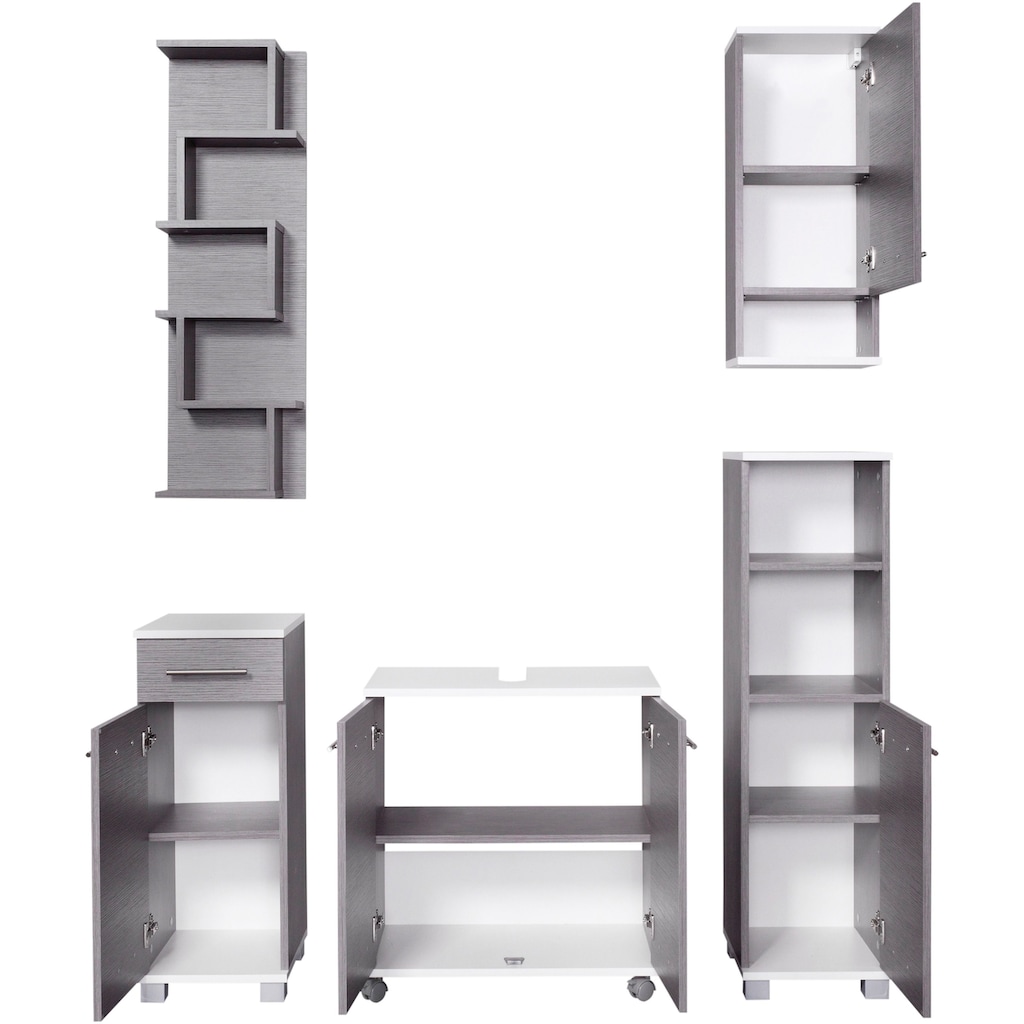 Schildmeyer Badmöbel-Set »Rhodos«, (Set, 5 St.), mit Metallgriffen, verstellbare Einlegeböden