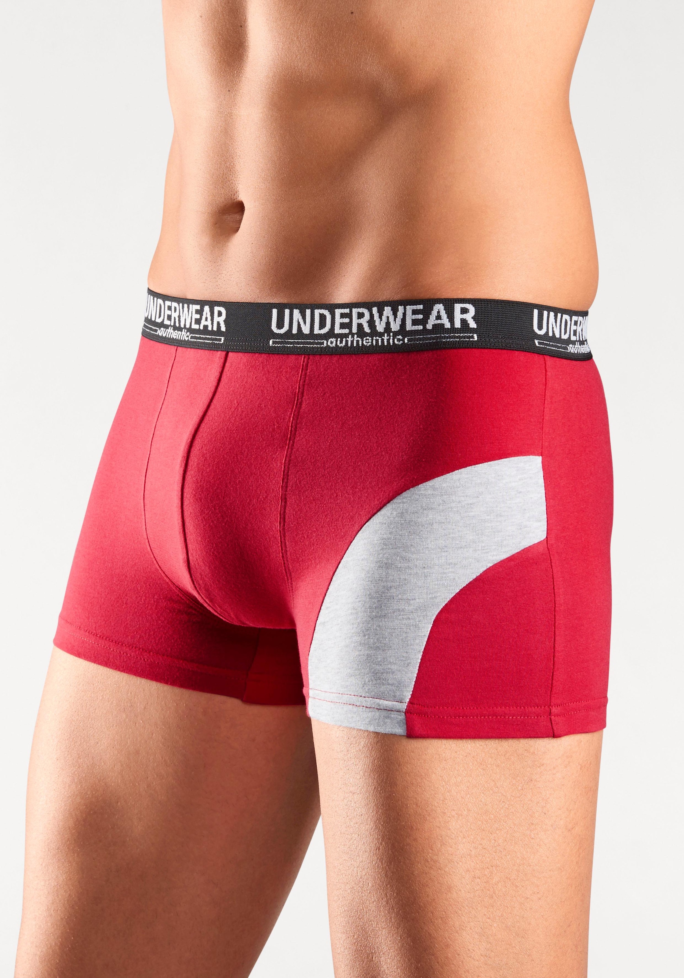 AUTHENTIC UNDERWEAR Boxer »Boxershorts für Herren«, (Packung, 4 St.), mit kontrastfarbenen Einsatz