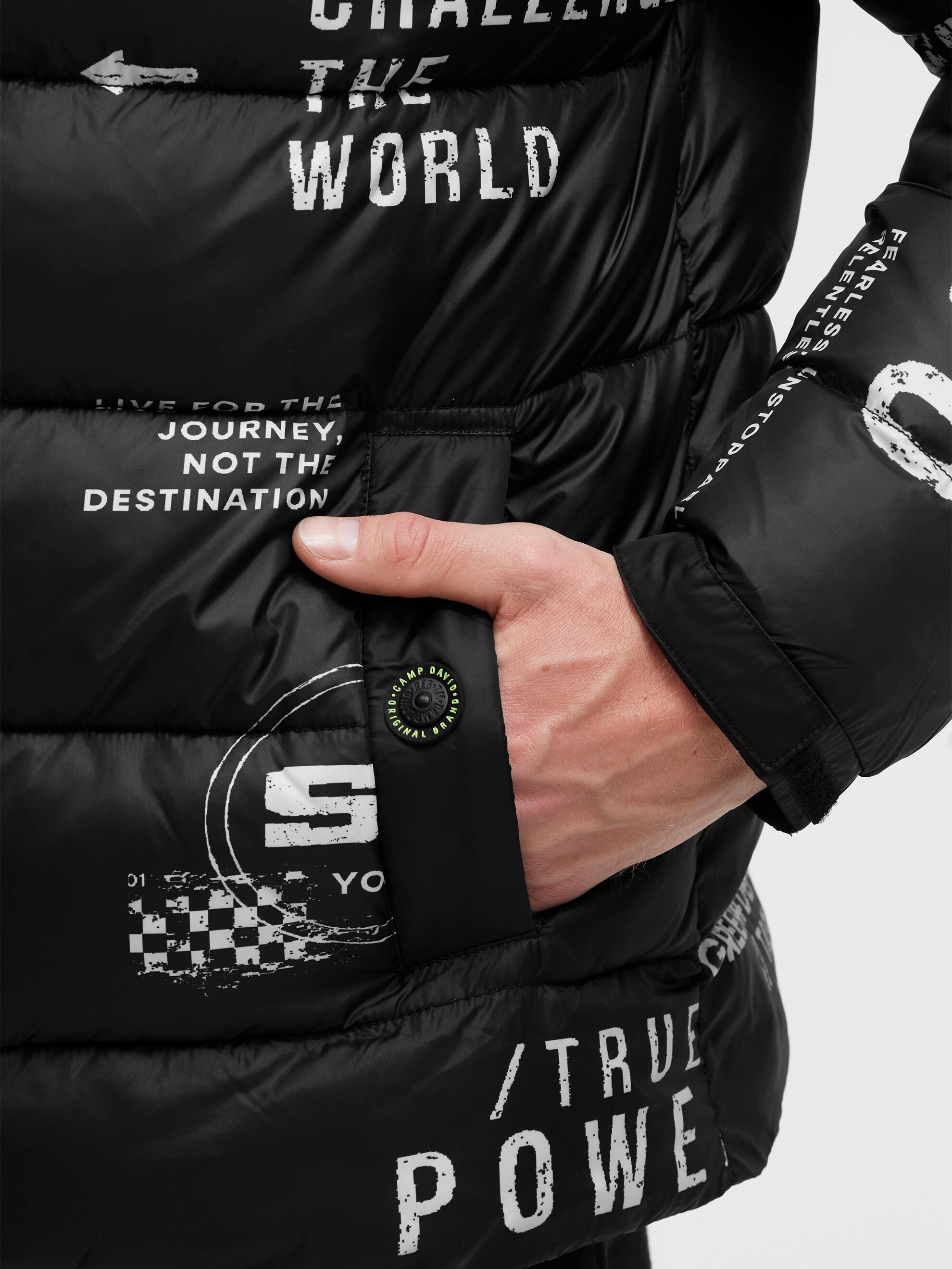 CAMP DAVID Winterjacke mit Kapuze mit elastischem Saumabschluss