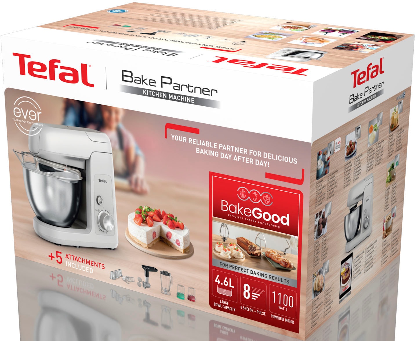 Tefal Küchenmaschine »QB525B Bake Partner«, langlebiges Metallgetriebe, planetarisches Rührsystem