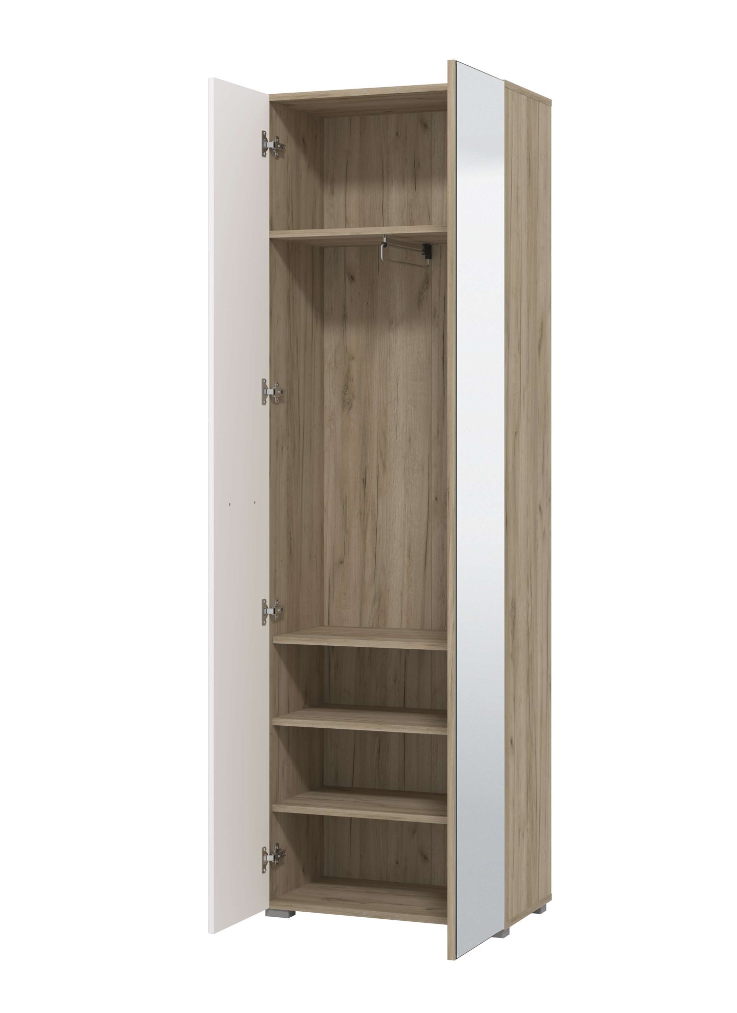 Home affaire Garderobenschrank »Beny Kleiderschrank, Stauraumschrank, Flurschrank, Höhe 193 cm«, Hochglanzfronten, Spiegeltür, Breite 60 cm, ausziehbare Kleiderstange