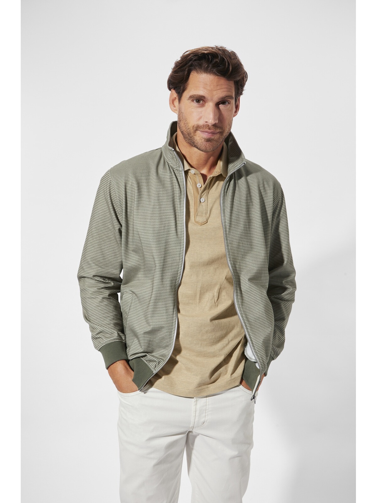 Sweatjacke BABISTA "Sweatjacke NORIETTA", Herren, Gr. M, grün (khaki), Obermaterial: 100% Baumwolle CO., Sweatjacken Sweatjacke 3