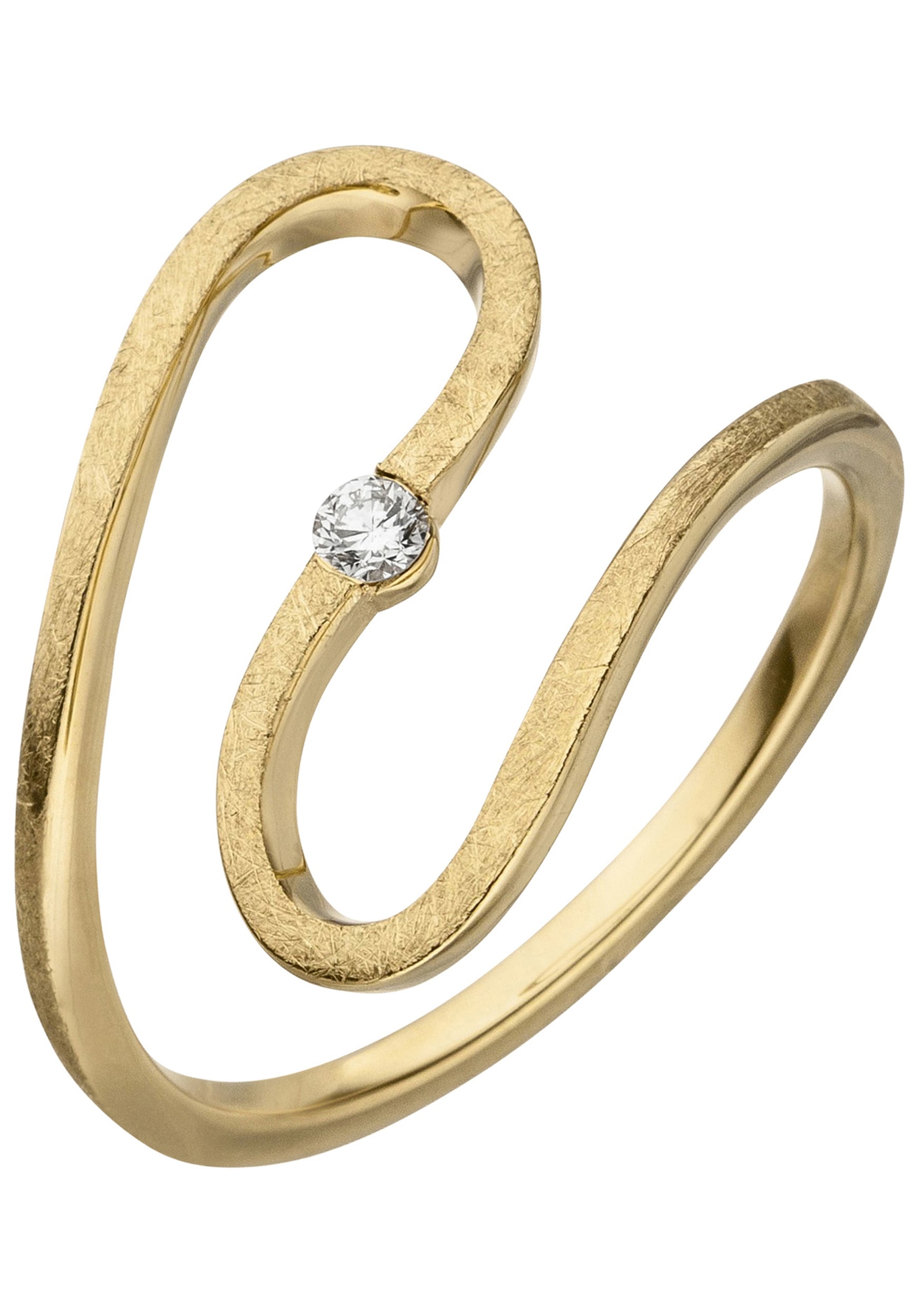 JOBO Fingerring geschlängelt 585 Gold eismatt mit Diamant 0 05 ct.
