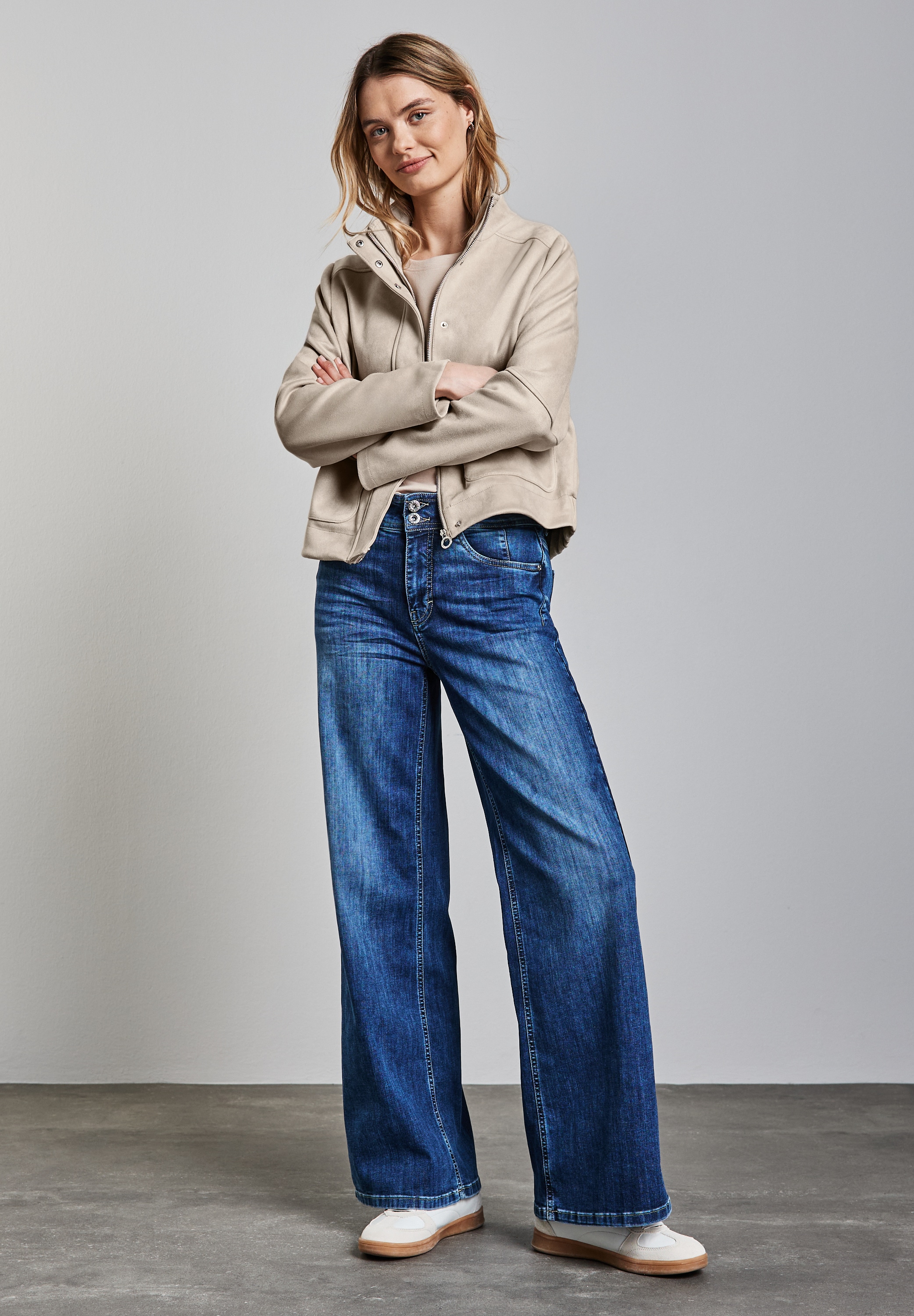 STREET ONE Lederimitatjacke, ohne Kapuze, aus softem Materialmix