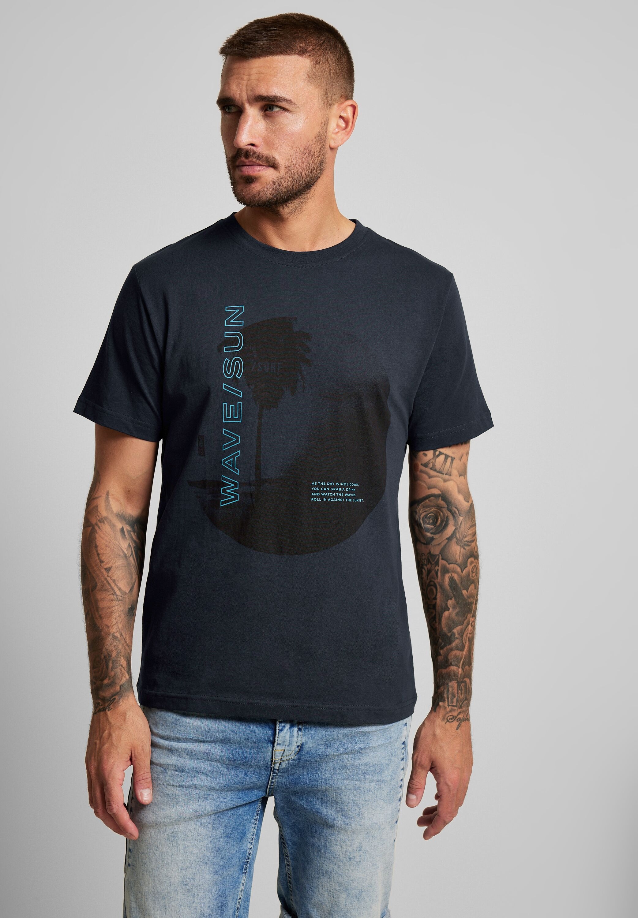 STREET ONE MEN T-Shirt, mit Rundhalsausschnitt ▷ bestellen | BAUR