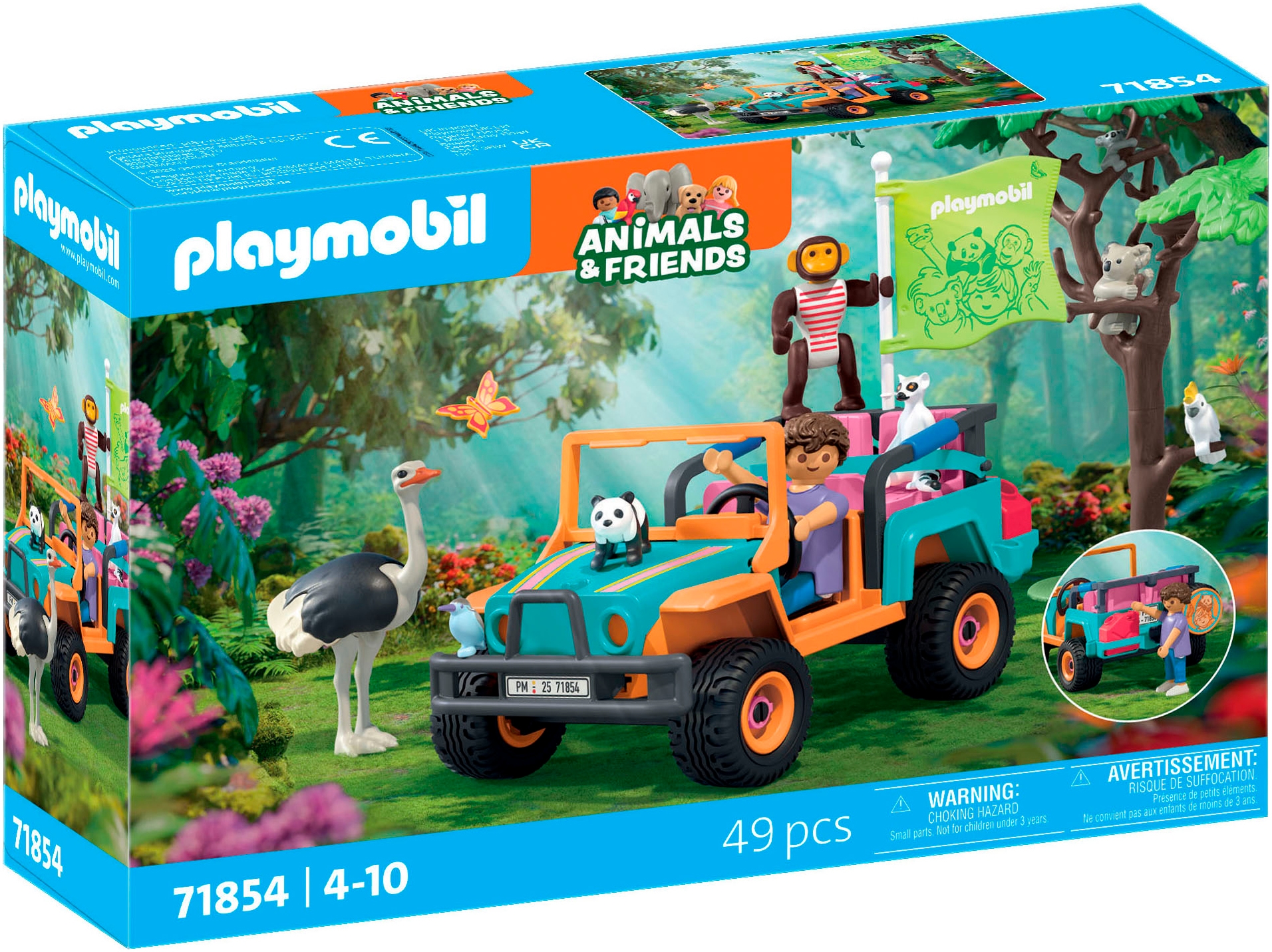 Playmobil® Konstruktions-Spielset »Bunter Geländewagen (71854), Animals & Friends«, (49 St.), Made in Europe