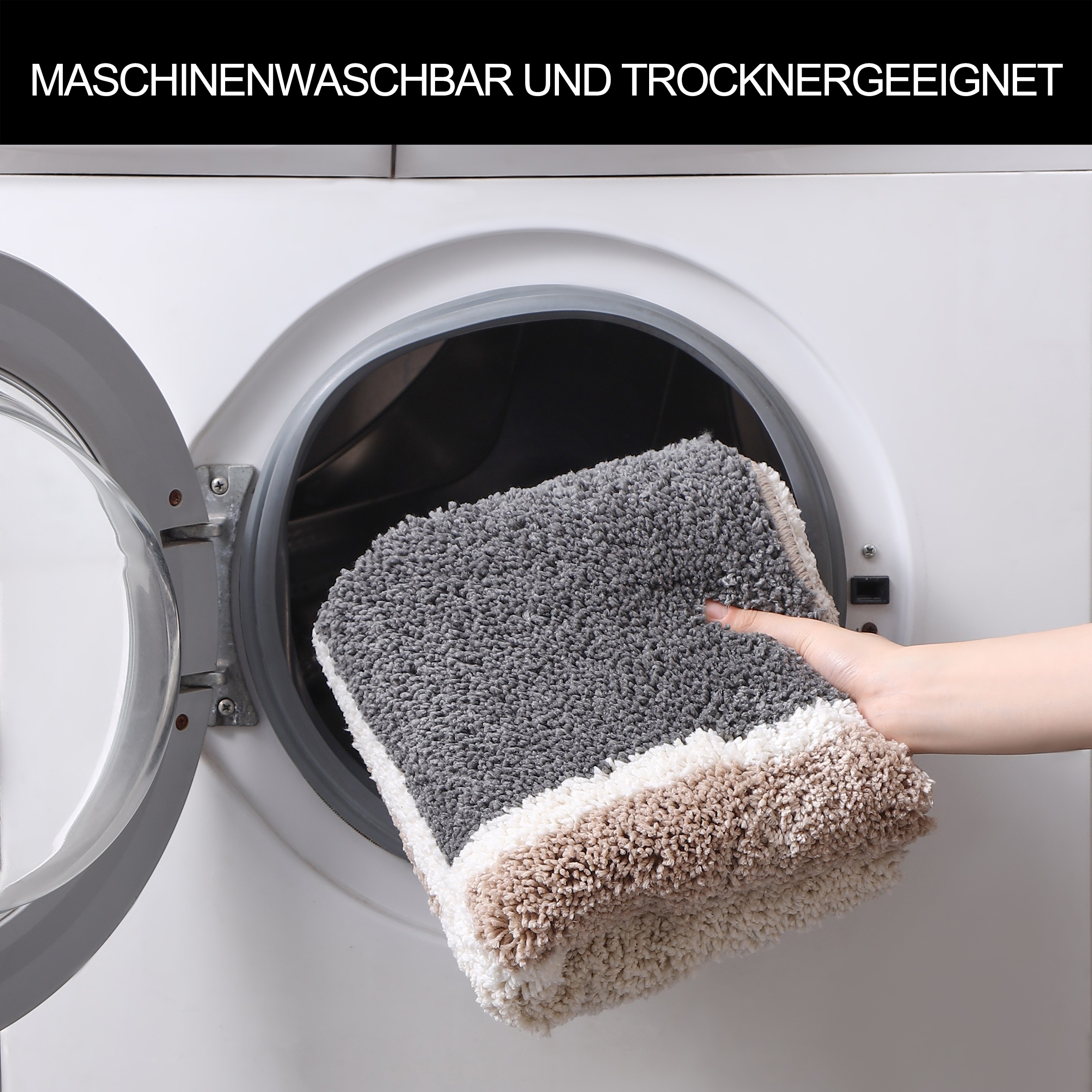 my home Badematte »Anna mit Kachelmuster, Badvorleger, Badezimmer Teppich, Duschvorleger«, rutschhemmend beschichtet, strapazierfähig, Badteppich, Hoch Tief Effekt, Modern, Weich
