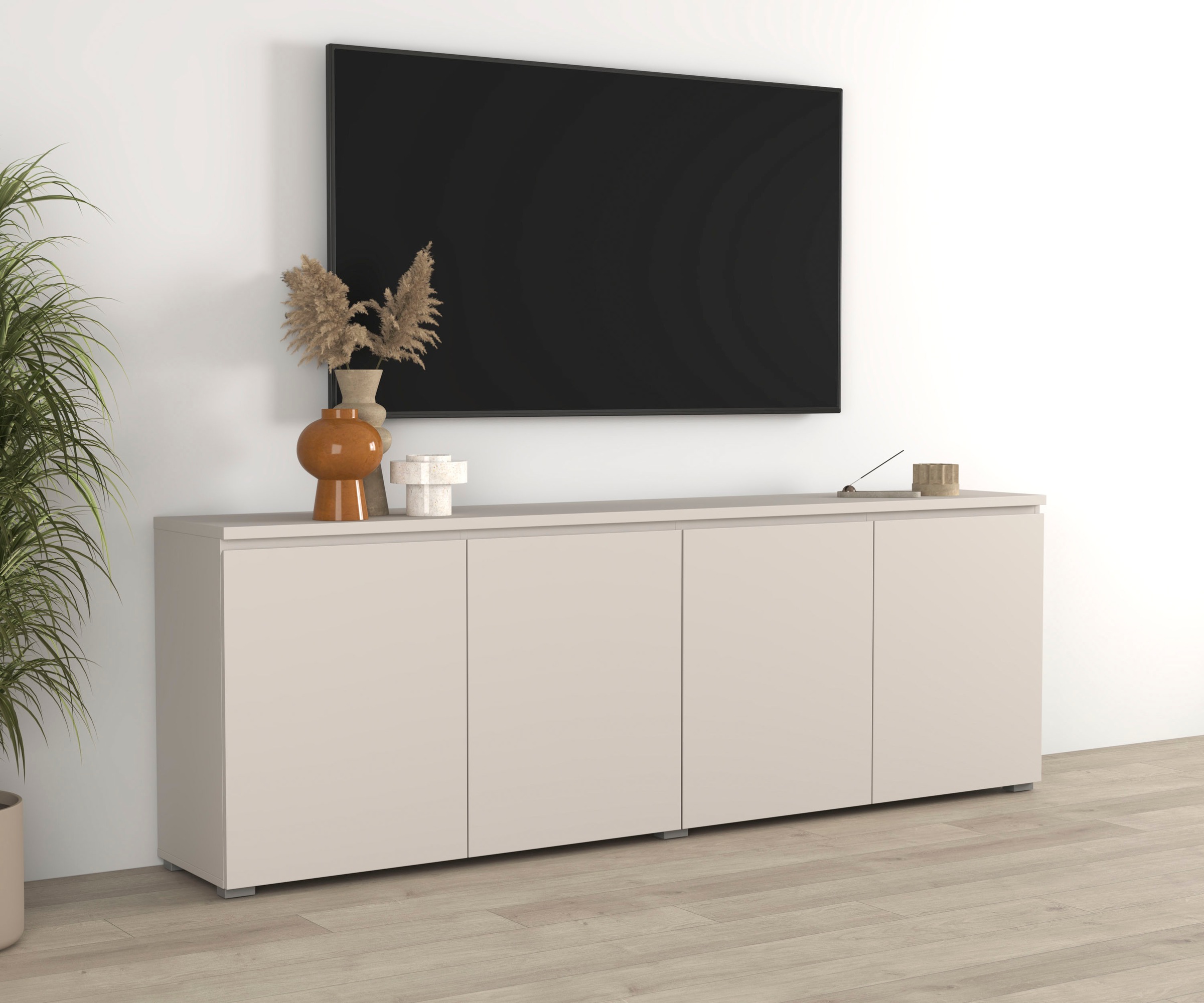 OTTO home Sideboard "Modo, Breite 200 cm, moderne grifflose Kommode 4Türen" Anrichte mit viel Stauraum, Einlegeböden verstellbar