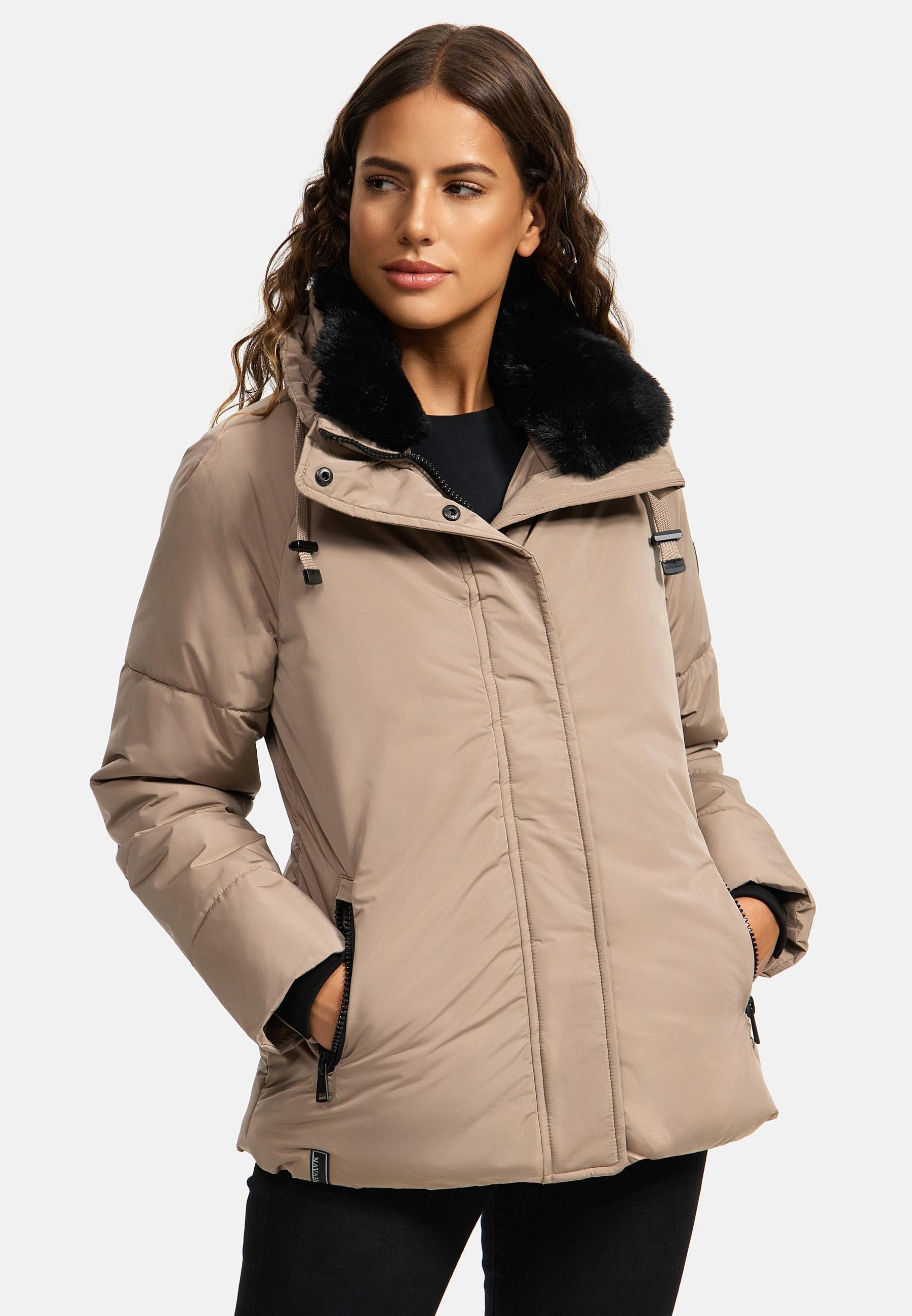 Navahoo Winterjacke »Frostii XIV«, ohne Kapuze, modische Damen Winter Steppjacke mit Kunstfellkragen