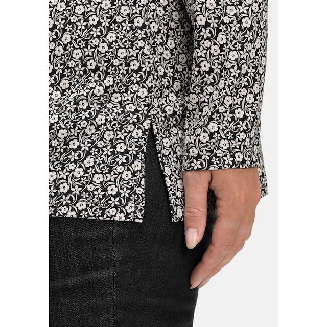 Sheego Langarmshirt »Große Größen«, mit V-Ausschnitt und Kellerfalte online  kaufen | BAUR