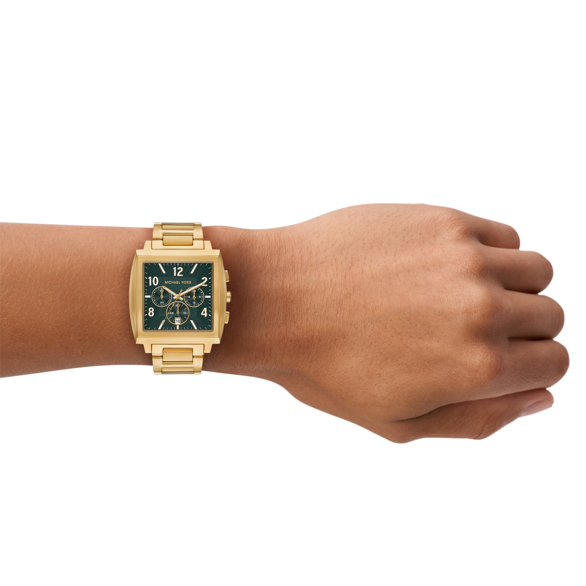 MICHAEL KORS Chronograph »RHYS«, Quarzuhr, Armbanduhr, Herrenuhr, Edelstahlarmband, analog, Tag