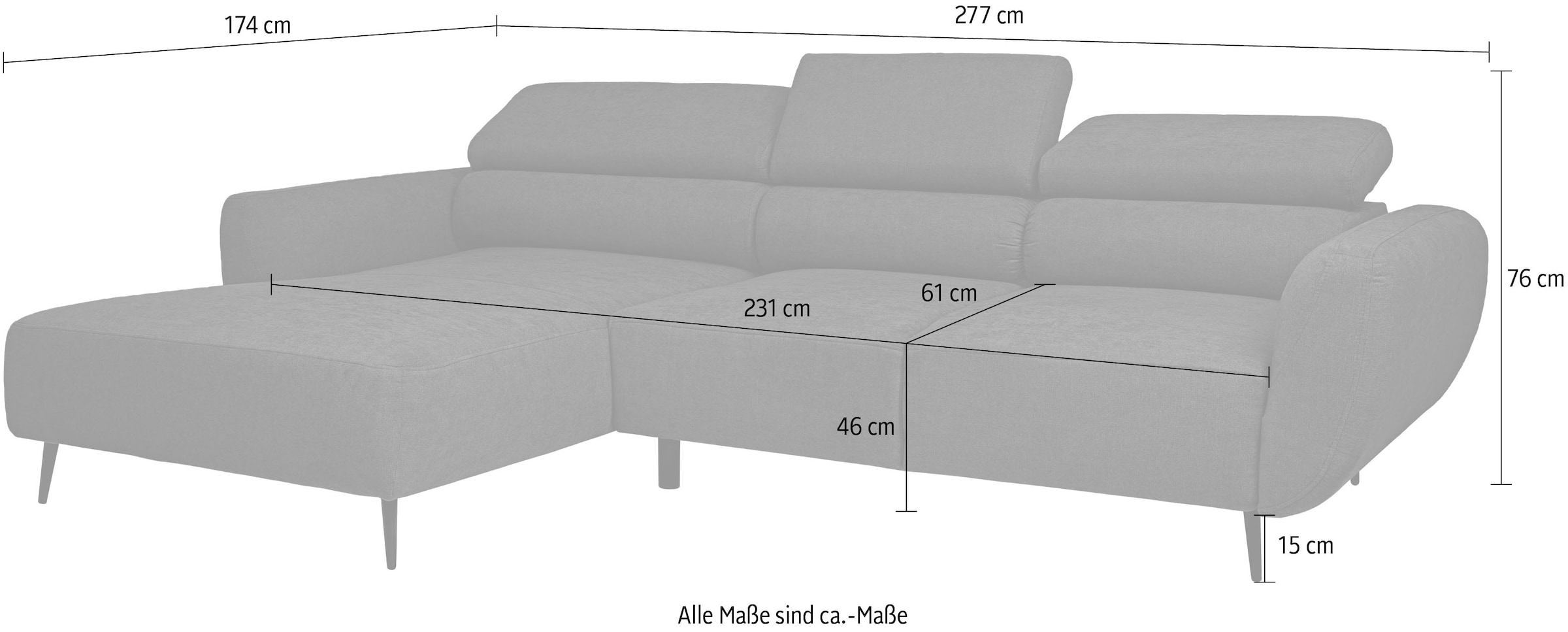 WERK2 Ecksofa »Alisson, mit elektrischer Sitztiefenverstellung, L-Form, Breite 277 cm«, Alisson – flexibler Komfort mit modernem Design und smarten Details.