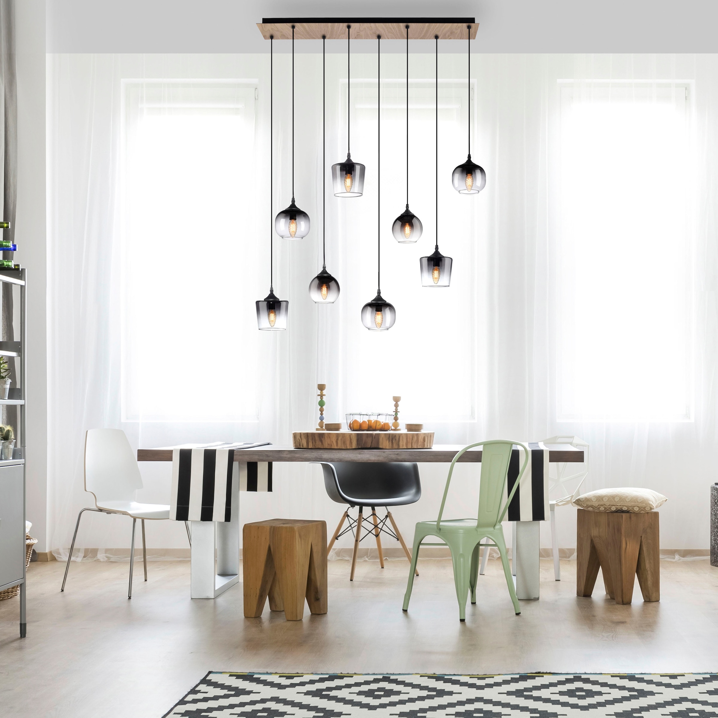 JUST LIGHT Pendelleuchte »GREEN ZEA«, 8 flammig, Leuchtmittel E14 | ohne Leuchtmittel