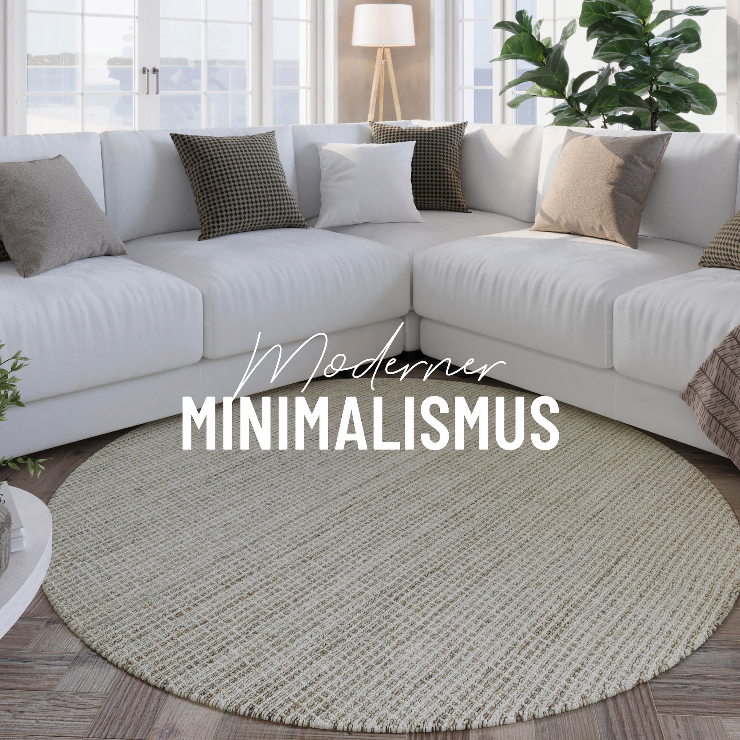 Wecon home Teppich »Hamptons FOURTEEN«, rund, 10 mm Höhe, Fasermix, Kurzflor, Wohnzimmer, Schlafzimmer, elegant, Karo-Muster