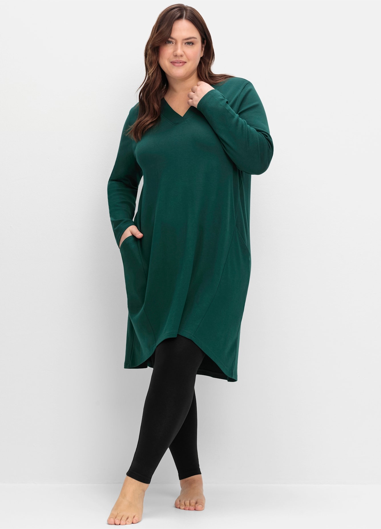 Sheego Sweatkleid "Sweatkleid" Eingrifftaschen günstig online kaufen
