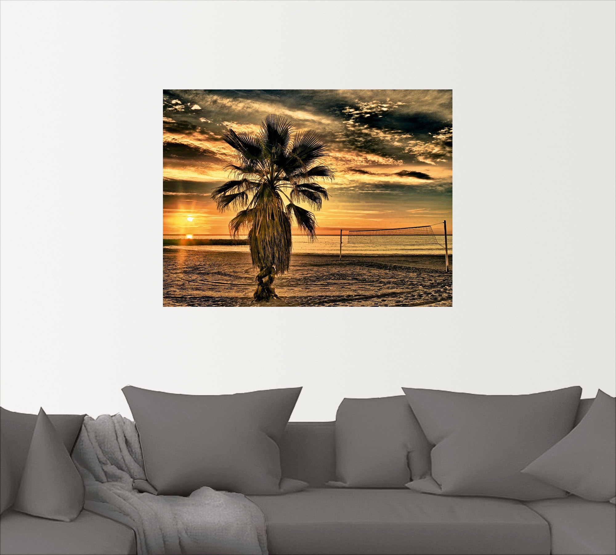 Artland Wandbild »Palme bei Sonnenuntergang«, Sonnenaufgang & -untergang, (1 St.), als Leinwandbild, Poster in verschied. Größen