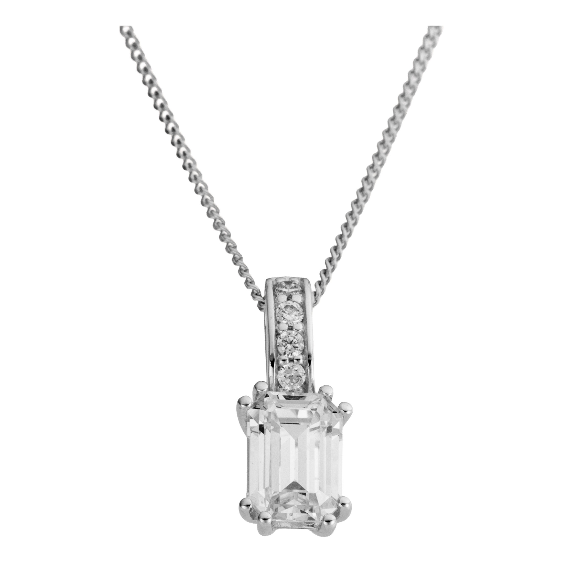 FIRETTI Damen Kettenanhänger "Schmuck Geschenk Gold 333 Halsschmuck Anhänger Baguette Lab Grown", 0,94 VS = sehr kleine Einschlüsse, Diamanten