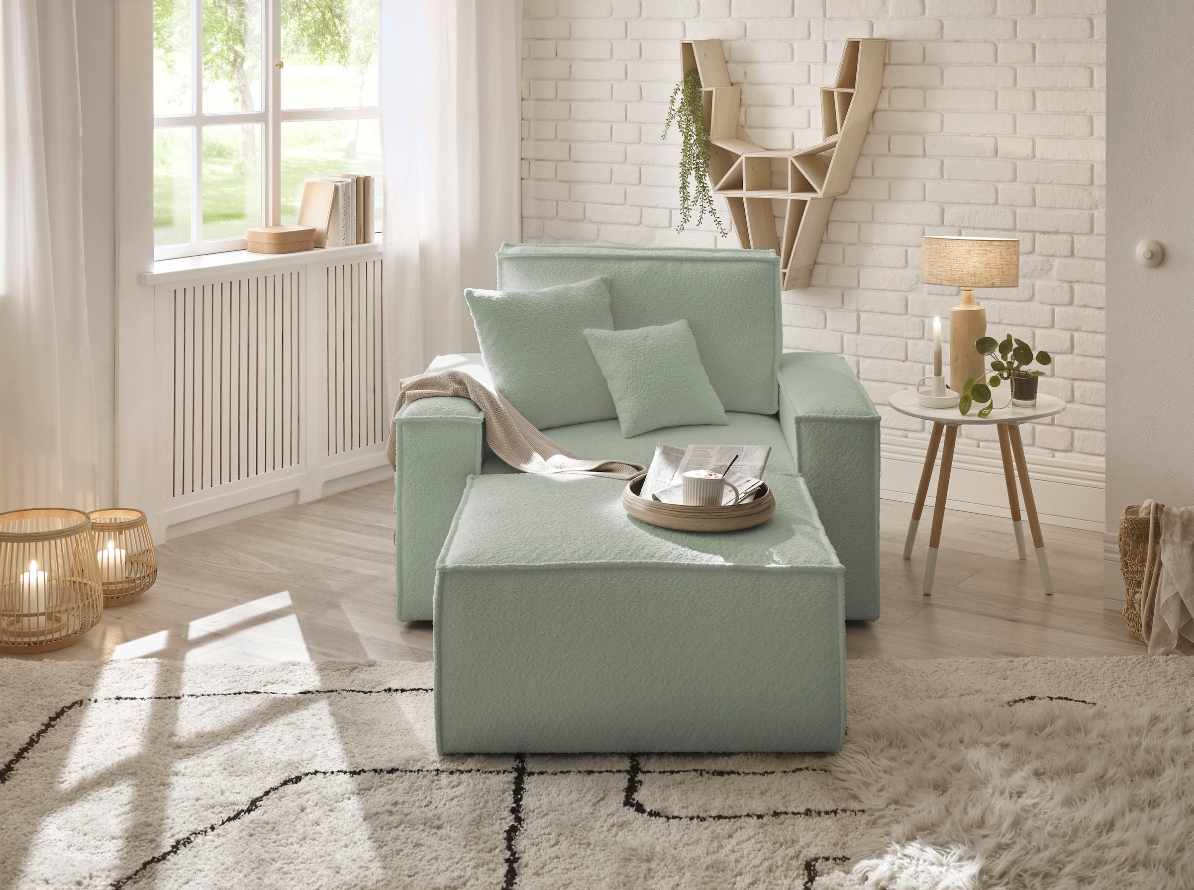 andas Loveseat »Finnley«, (2 St.), Loveseat und Hocker im Set, passend zur Polster-Serie Finnley