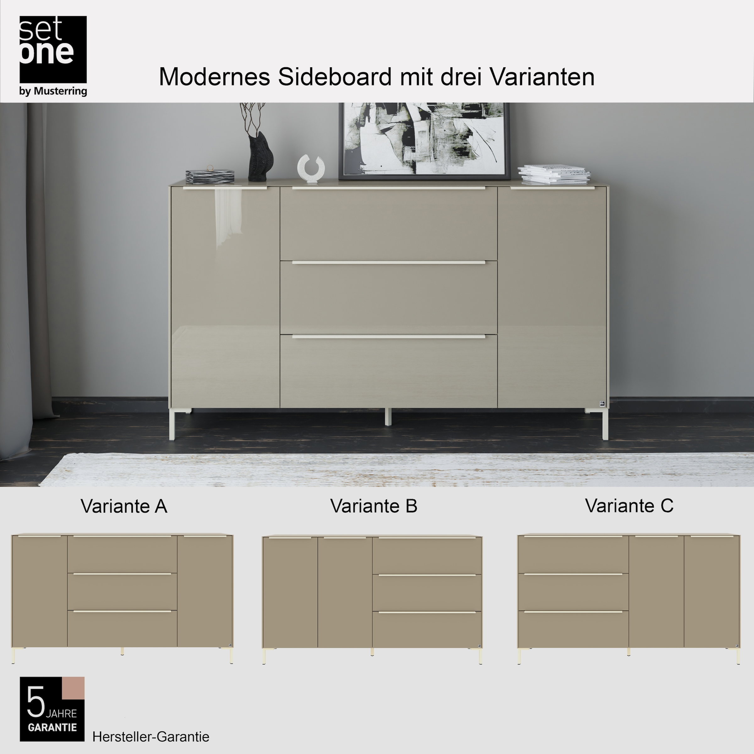set one by Musterring Sideboard »Reno« 1 Stk. tlg. Mit Winkelfuß in diversen Farben, 108 cm Höhe & Farbauswahl