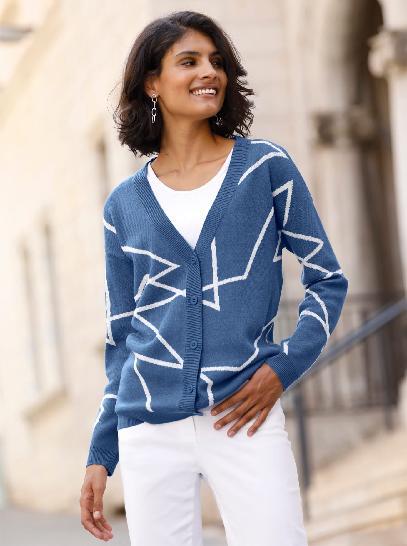 Classic Basics Jacquardstrickjacke günstig online kaufen